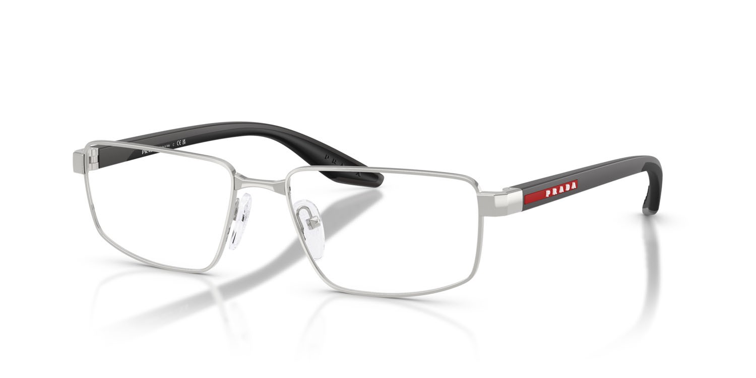 Occhiali da vista Prada Linea Rossa PS 52RV (1BC1O1) colore argento forma rettangolare lenti lente demo