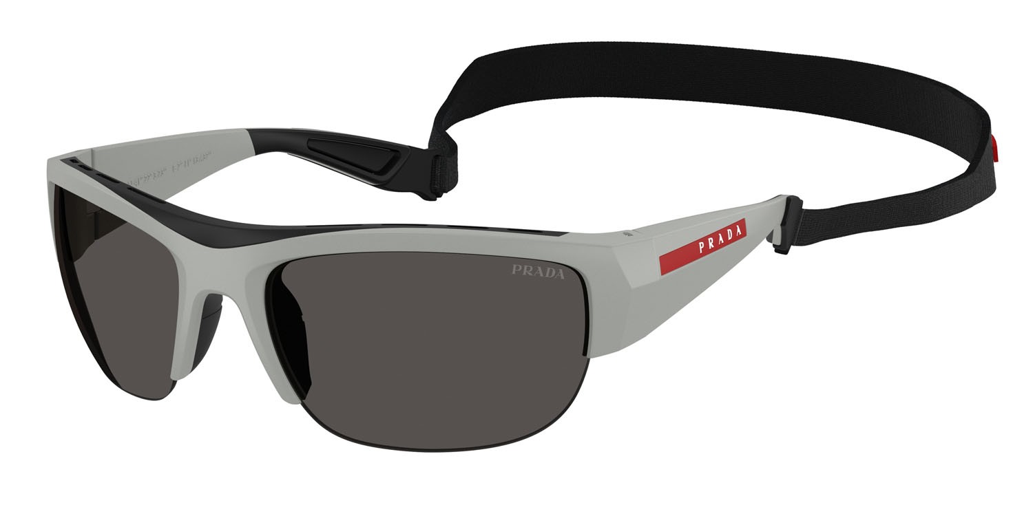 Occhiali da sole Prada Linea Rossa PS A01S (13Z5S0) colore grigio ferro opaco forma quadrato lenti grigio scuro