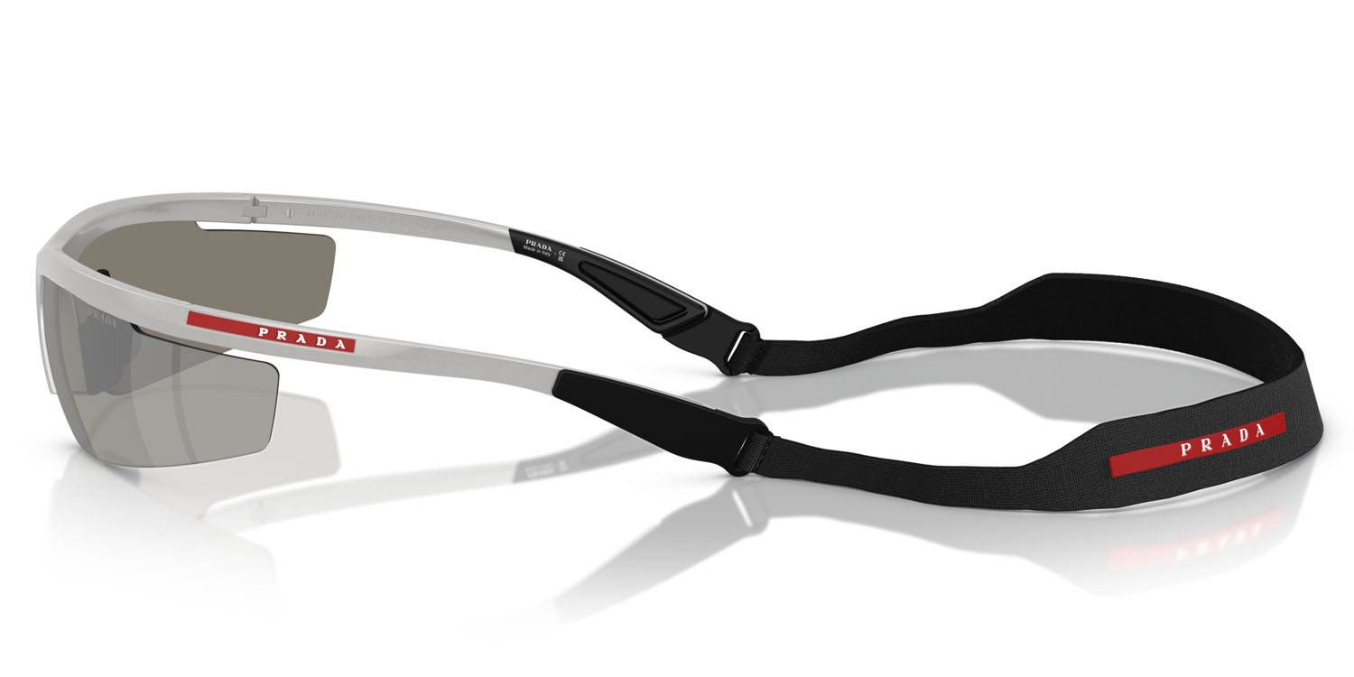 Occhiali da sole Prada Linea Rossa PS A02S (14Z05A) colore grigio forma quadrato lenti grigio chiaro specchiato argento