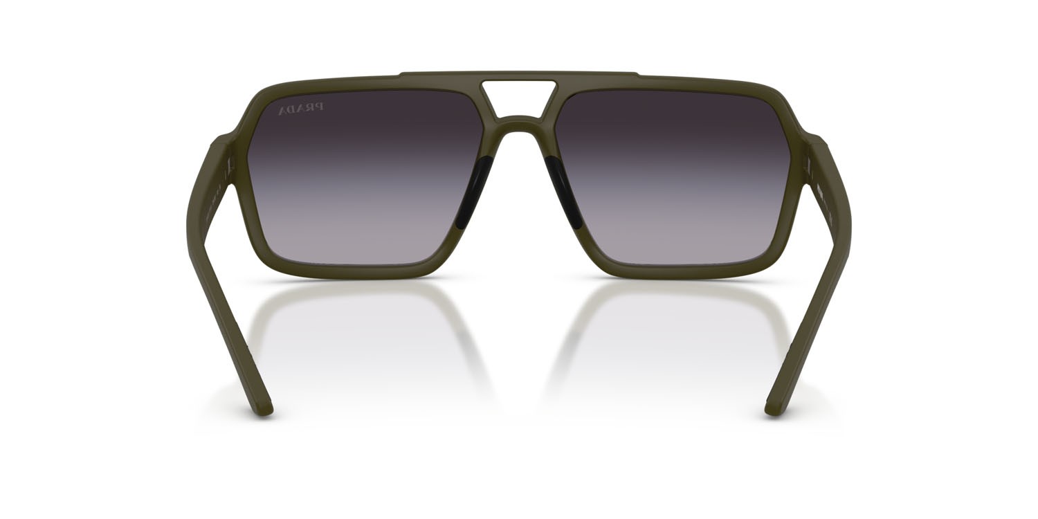Sonnenbrillen Prada Linea Rossa PS A06S (15X09U) farbe verde opaco form aviator gläser grigio sfumato
