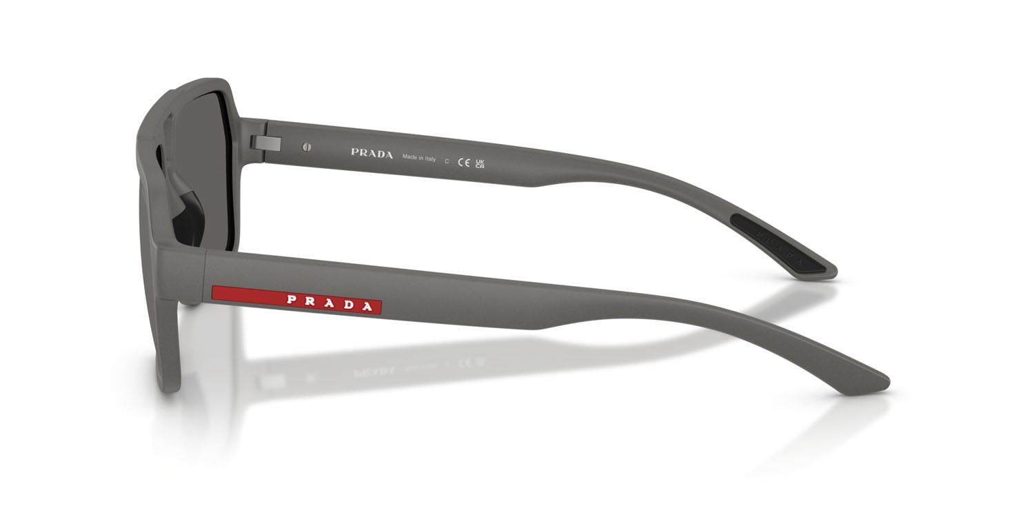 Occhiali da sole Prada Linea Rossa PS A06S (16X7W1) colore grigio metallizzato forma aviator lenti grigio argento specchiato