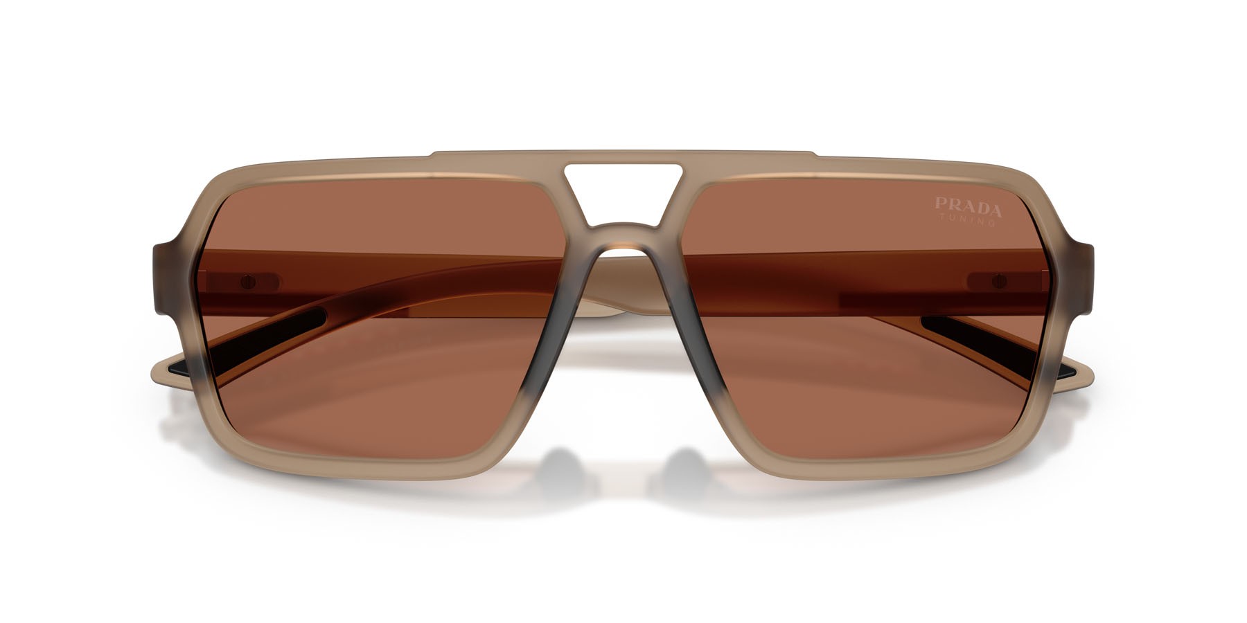 Occhiali da sole Prada Linea Rossa PS A06S (29F50A) colore marrone trasparente forma aviator lenti marrone tuning