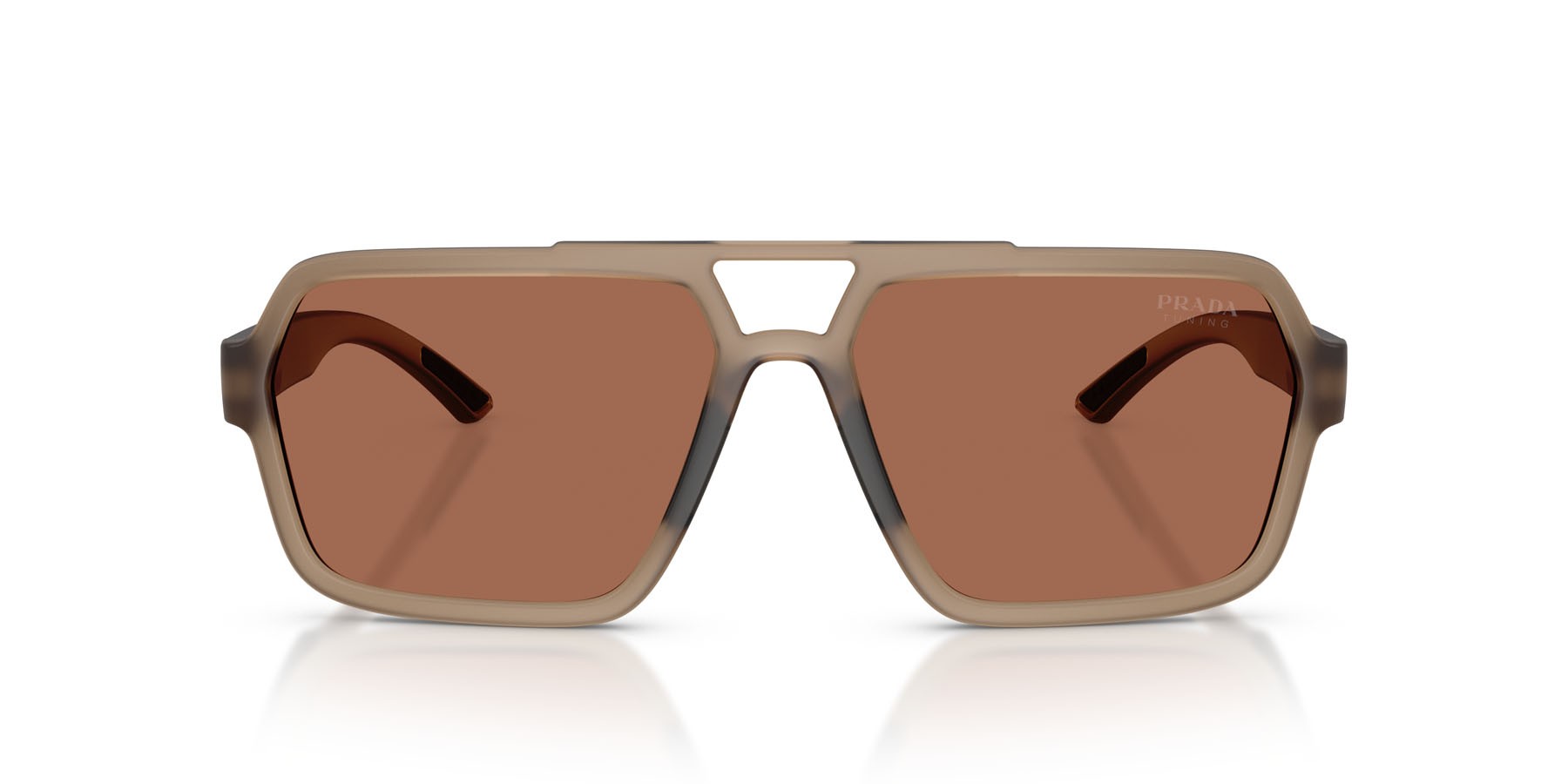 Occhiali da sole Prada Linea Rossa PS A06S (29F50A) colore marrone trasparente forma aviator lenti marrone tuning