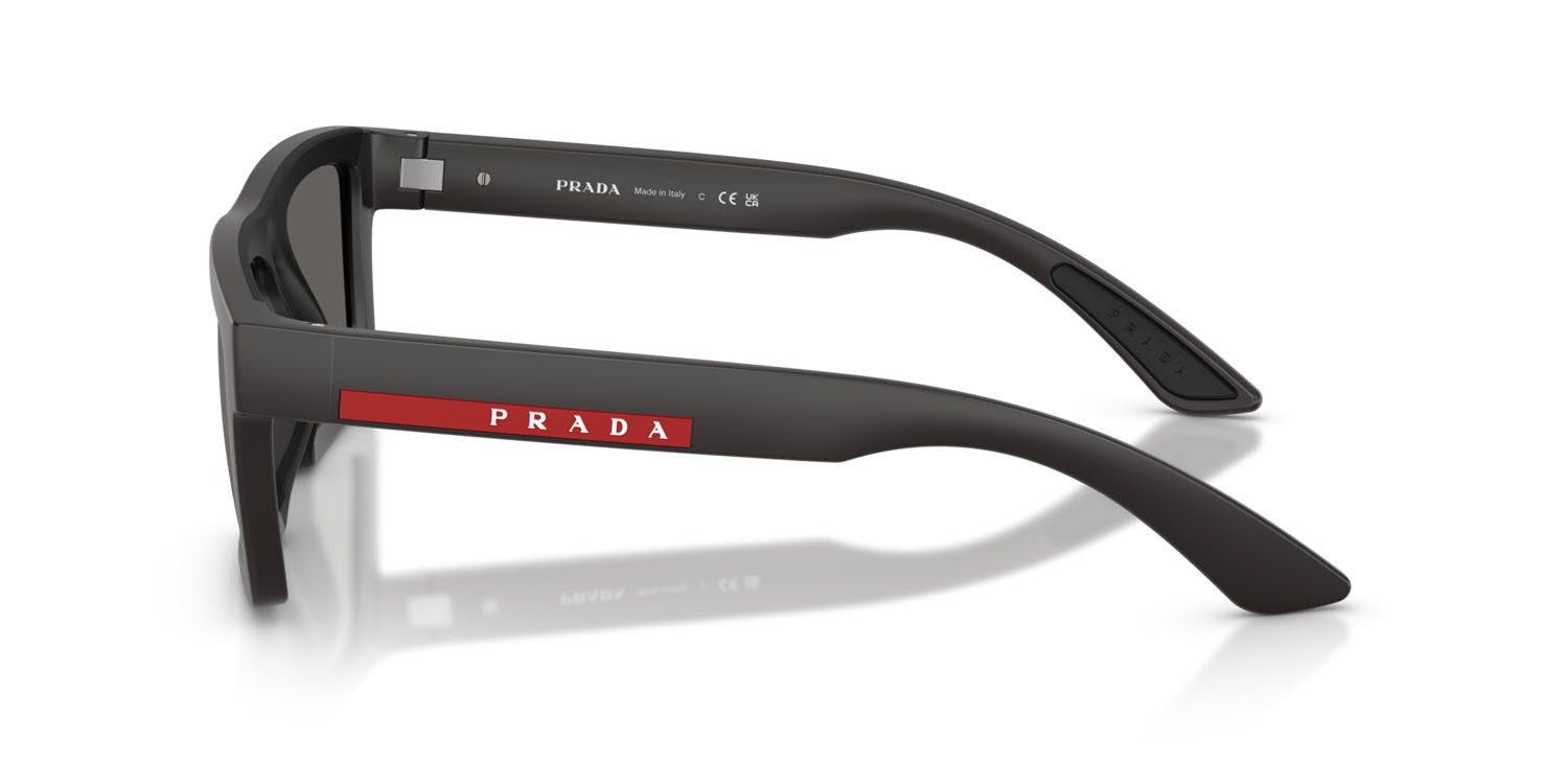 Occhiali da sole Prada Linea Rossa PS A07S (18K60A) colore grigio opaco/gomma nera forma rettangolare lenti grigio argento specchiato