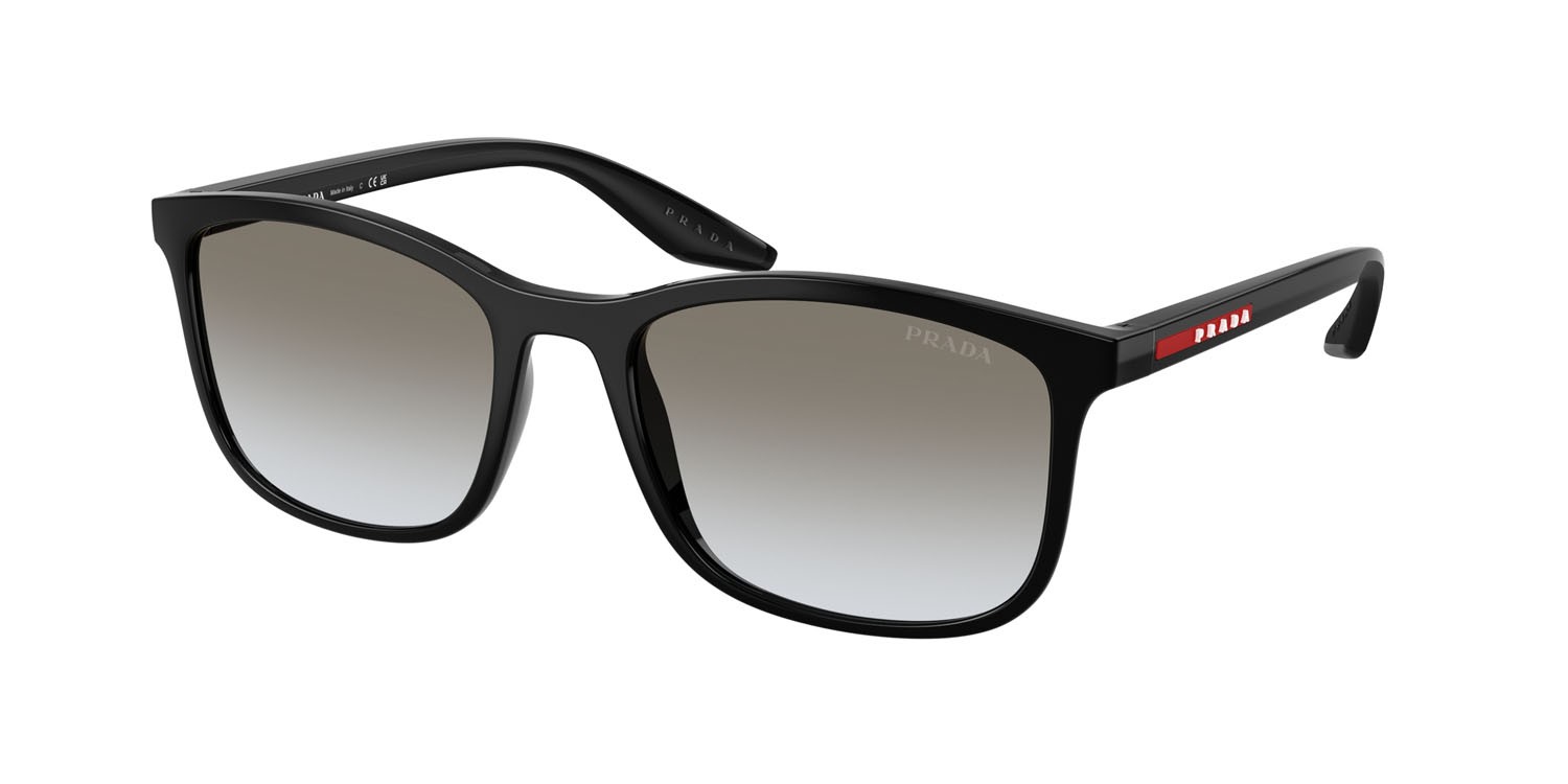 Occhiali da sole Prada Linea Rossa PS A08S (1AB0A7) colore nero forma quadrato lenti sfumato grigio