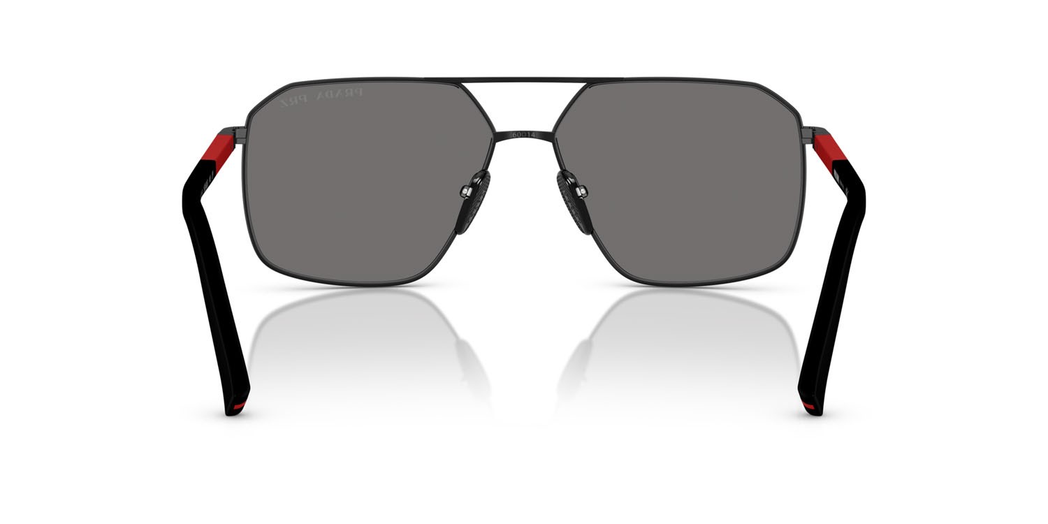 Occhiali da sole Prada Linea Rossa PS A50S (1BO02G) colore nero opaco forma irregolare lenti polar grigio scuro
