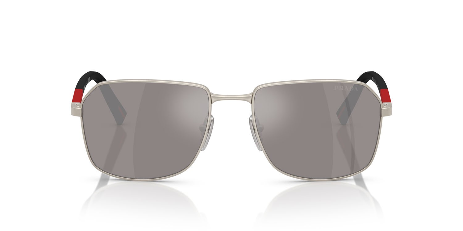 Sonnenbrillen Prada Linea Rossa PS A51S (18X80I) farbe champagne opaco form rechteckig gläser argento a specchio