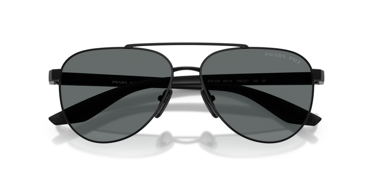 Occhiali da sole Prada Linea Rossa PS A52S (1AB5Z1) colore nero forma aviator lenti polar grigio scuro