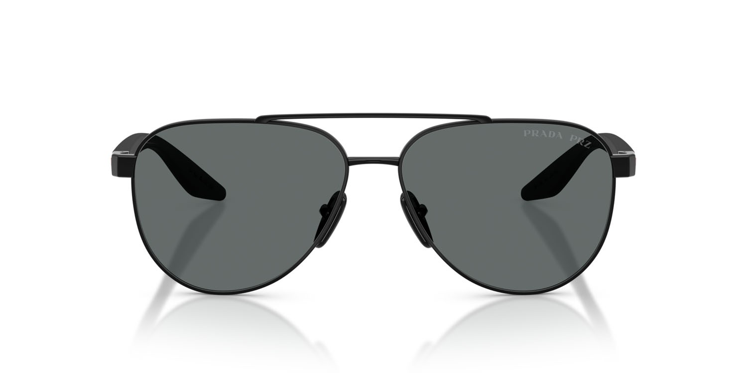 Occhiali da sole Prada Linea Rossa PS A52S (1AB5Z1) colore nero forma aviator lenti polar grigio scuro