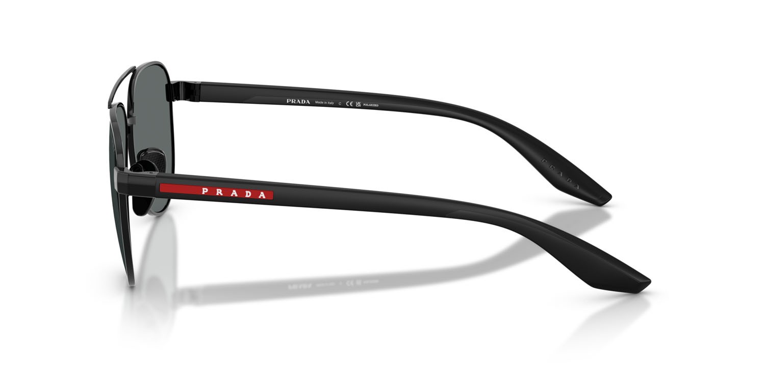 Occhiali da sole Prada Linea Rossa PS A52S (1AB5Z1) colore nero forma aviator lenti polar grigio scuro