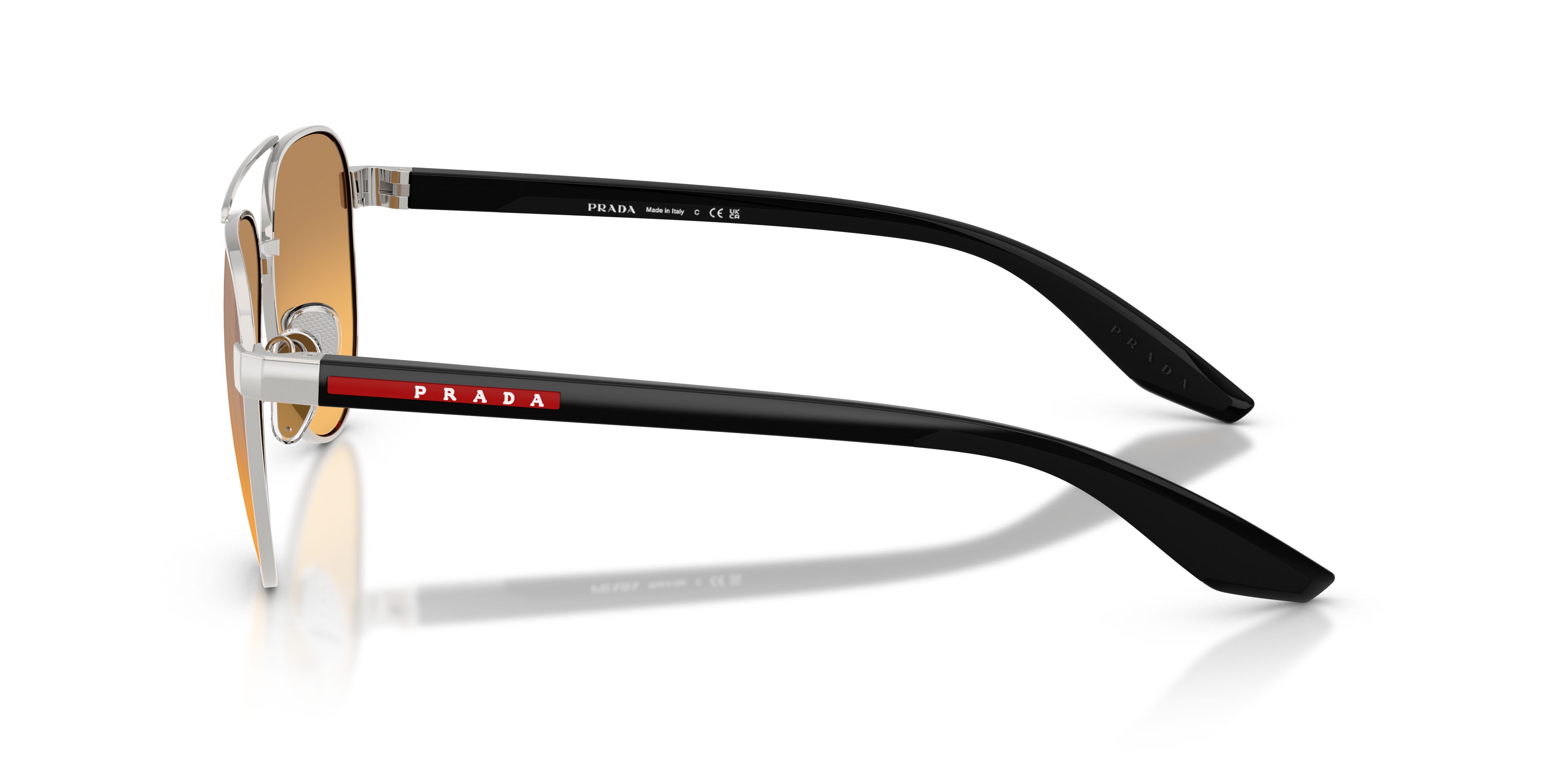 Occhiali da sole Prada Linea Rossa PS A52S (1BC40Z) colore argento forma aviator lenti grigio sfumato