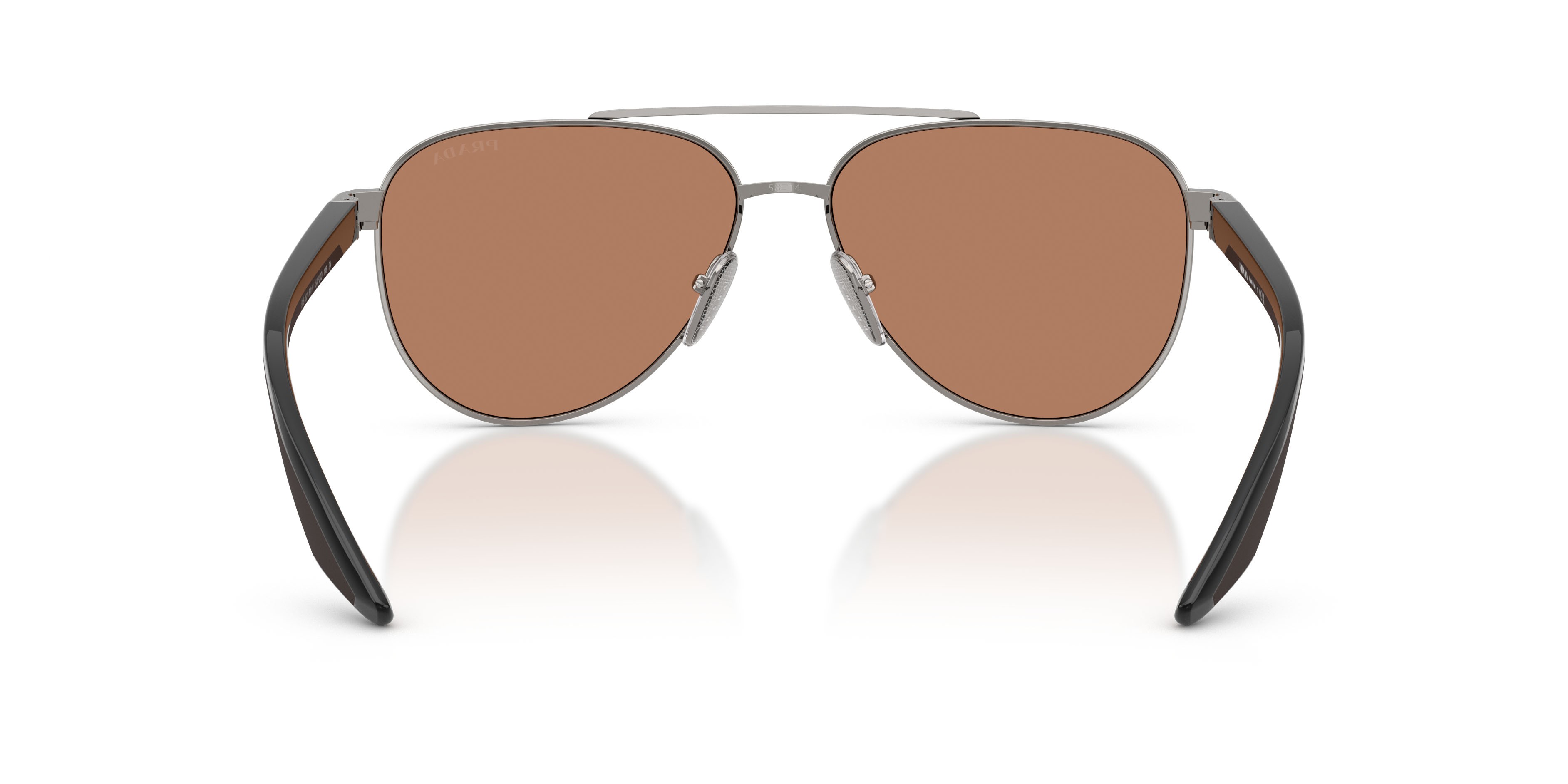 Occhiali da sole Prada Linea Rossa PS A52S (5AV20D) colore gunmetal forma aviator lenti marrone