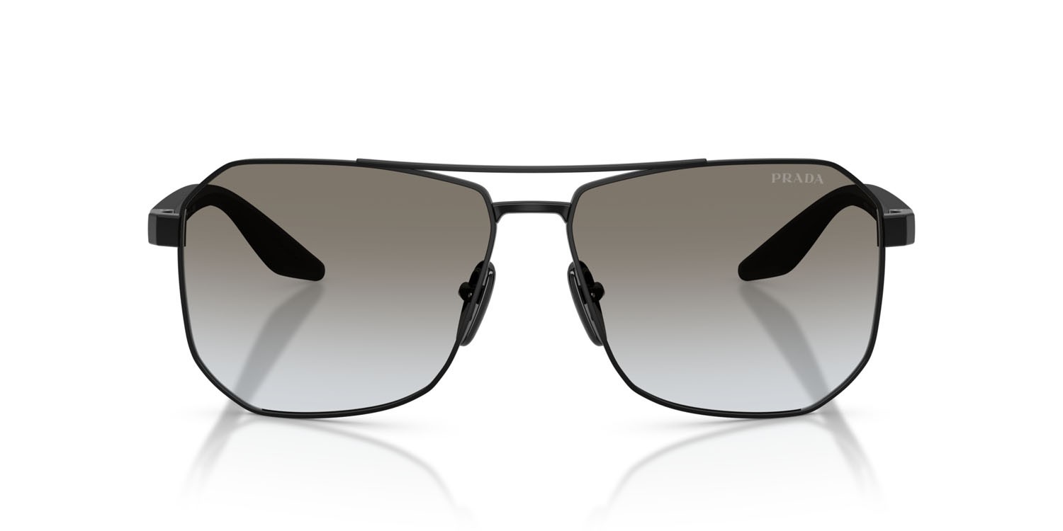 Occhiali da sole Prada Linea Rossa PS A53S (1BO5O0) colore nero opaco forma aviator lenti sfumato grigio