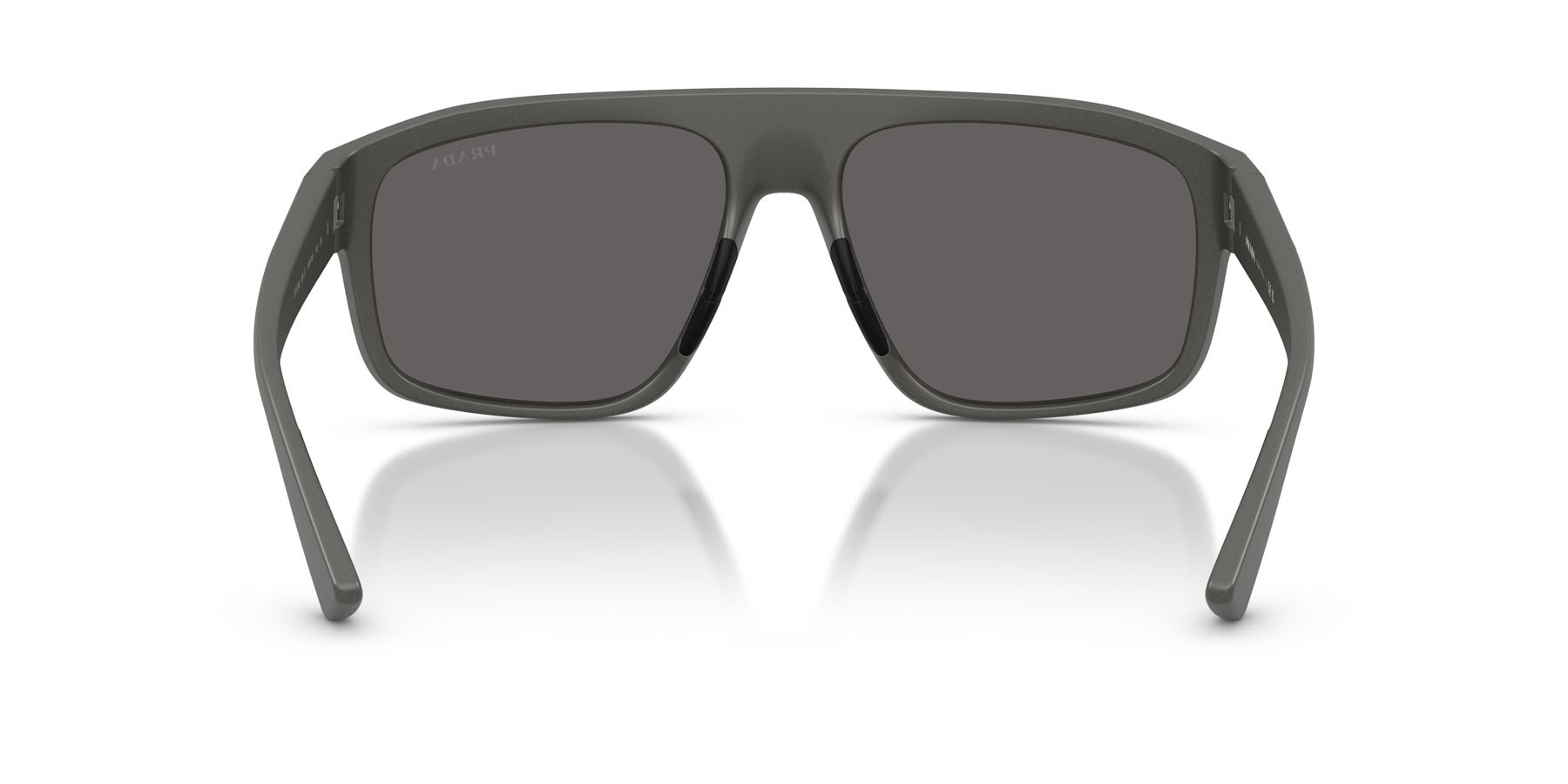 Occhiali da sole Prada Linea Rossa PS B02S (16X7W1) colore grigio metallizzato forma irregolare lenti grigio argento specchiato