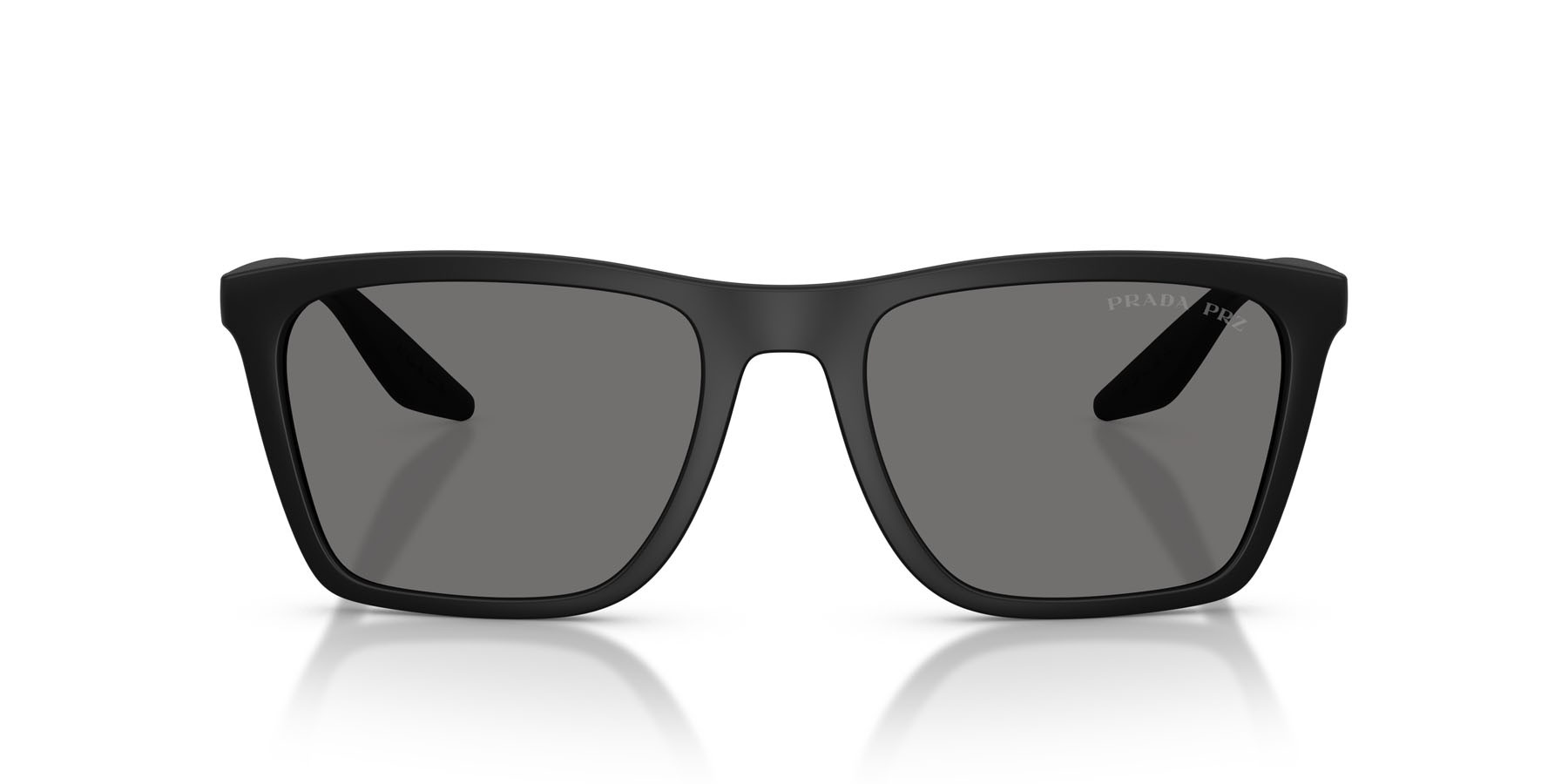 Occhiali da sole Prada Linea Rossa PS B08S (1BO02G) colore nero opaco forma quadrato lenti polarized grigio scuro