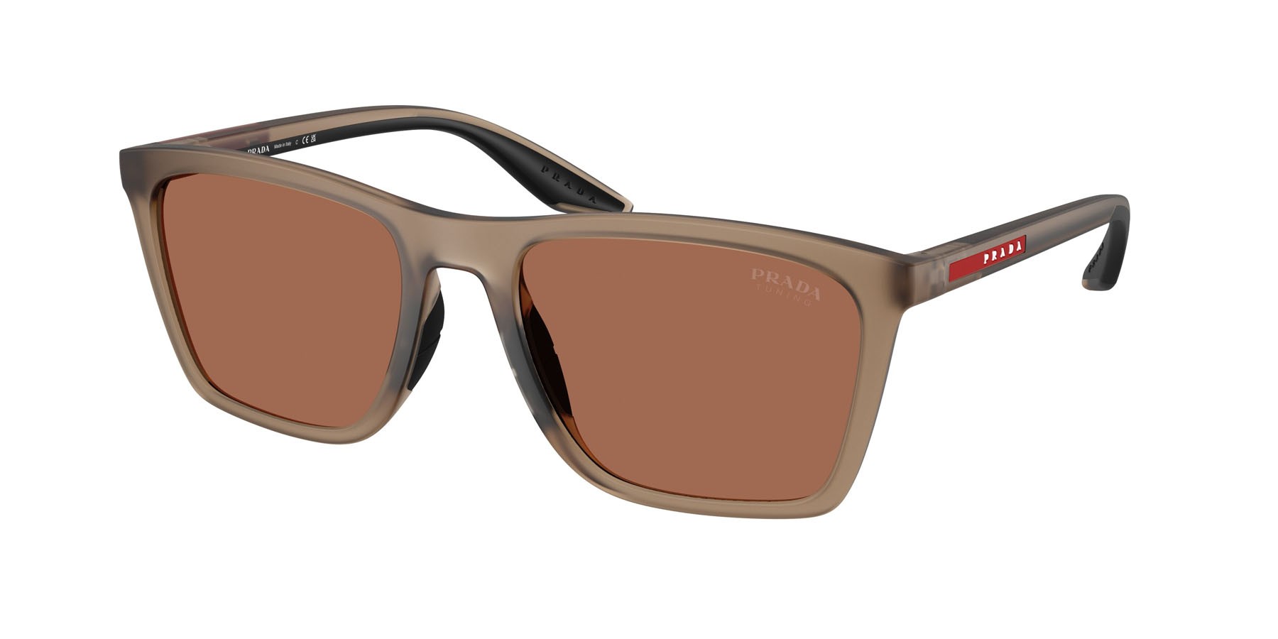 Occhiali da sole Prada Linea Rossa PS B08S (29F50A) colore frosted brown forma quadrato lenti marrone tuning
