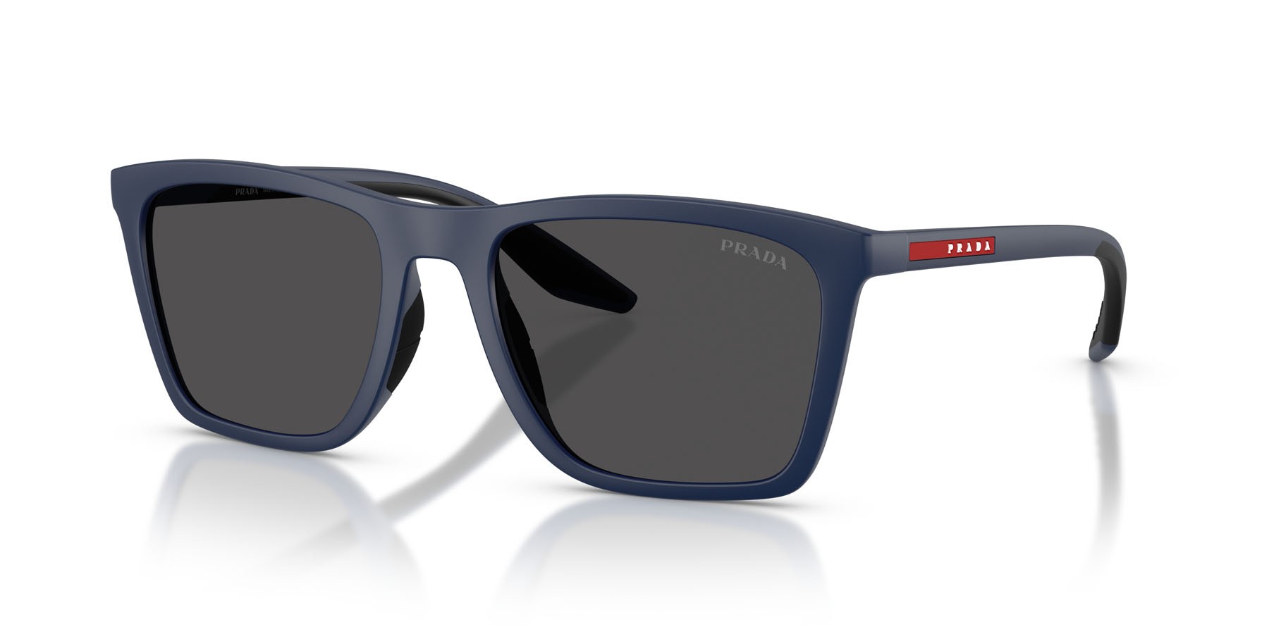 Occhiali da sole Prada Linea Rossa PS B08S (TFY06F) colore blu opaco forma quadrato lenti grigio scuro