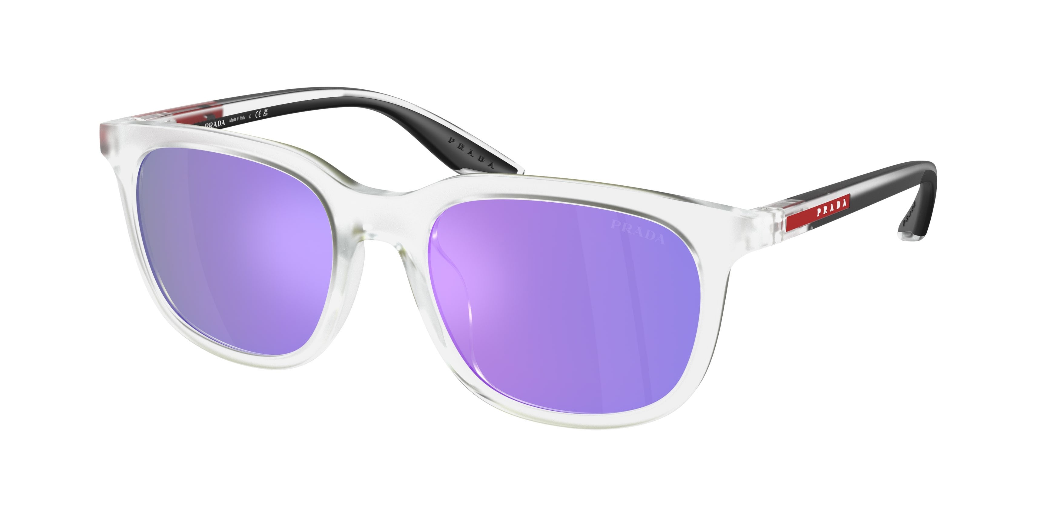 Occhiali da sole Prada Linea Rossa PS B09SU (14V60Z) colore opaco trasparente forma quadrato lenti viola/verde