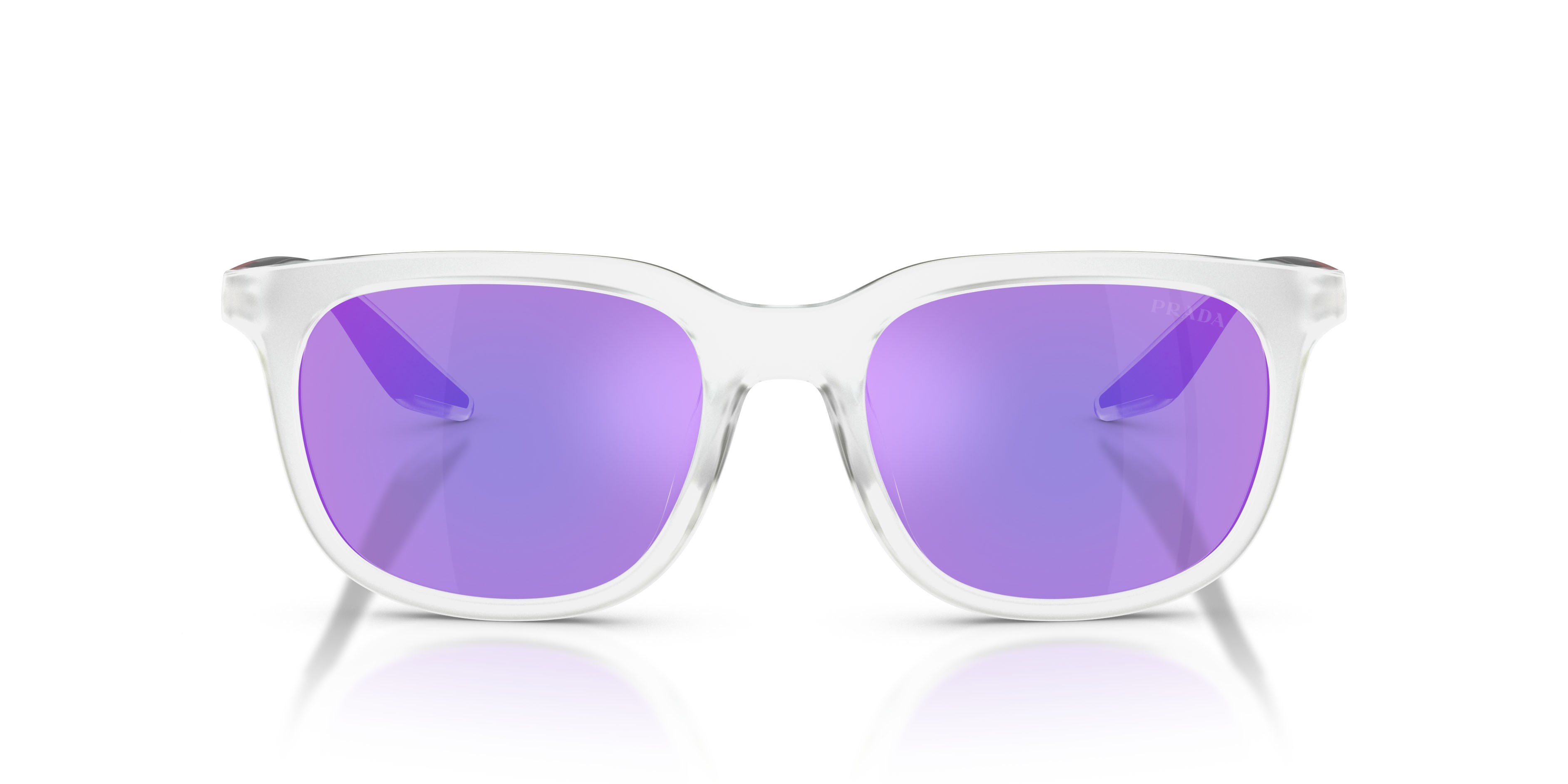 Occhiali da sole Prada Linea Rossa PS B09SU (14V60Z) colore opaco trasparente forma quadrato lenti viola/verde