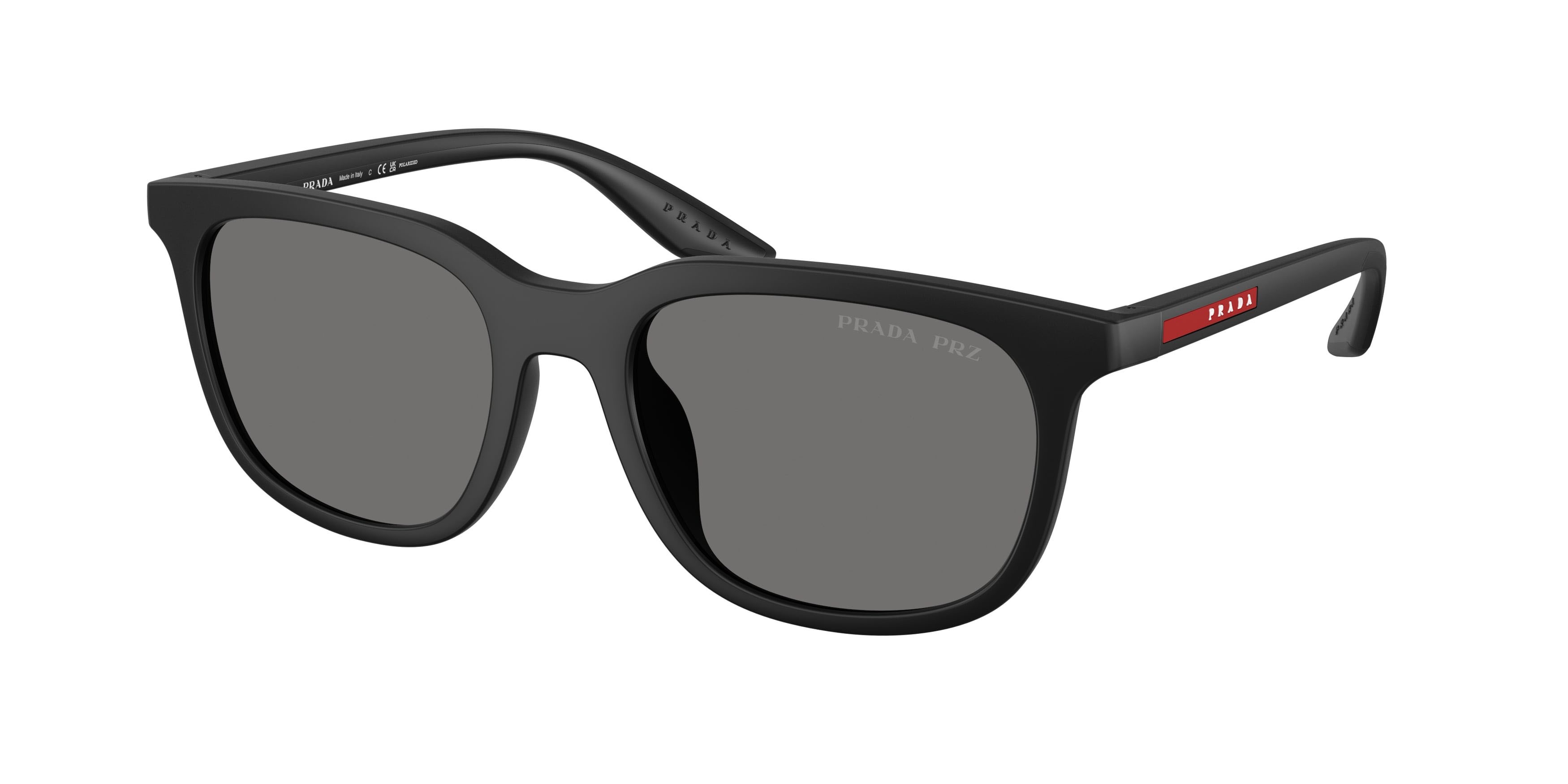 Occhiali da sole Prada Linea Rossa PS B09SU (1BO02G) colore nero opaco forma quadrato lenti polarized grigio scuro