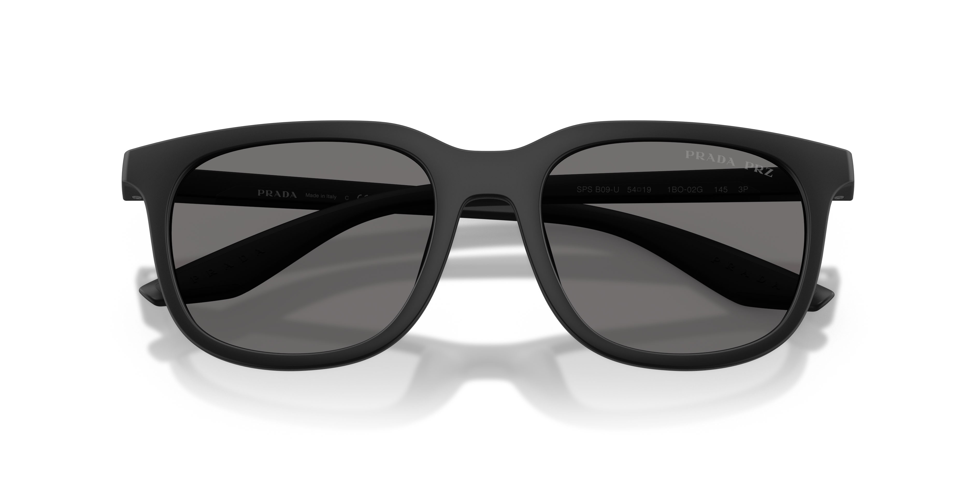 Occhiali da sole Prada Linea Rossa PS B09SU (1BO02G) colore nero opaco forma quadrato lenti polarized grigio scuro
