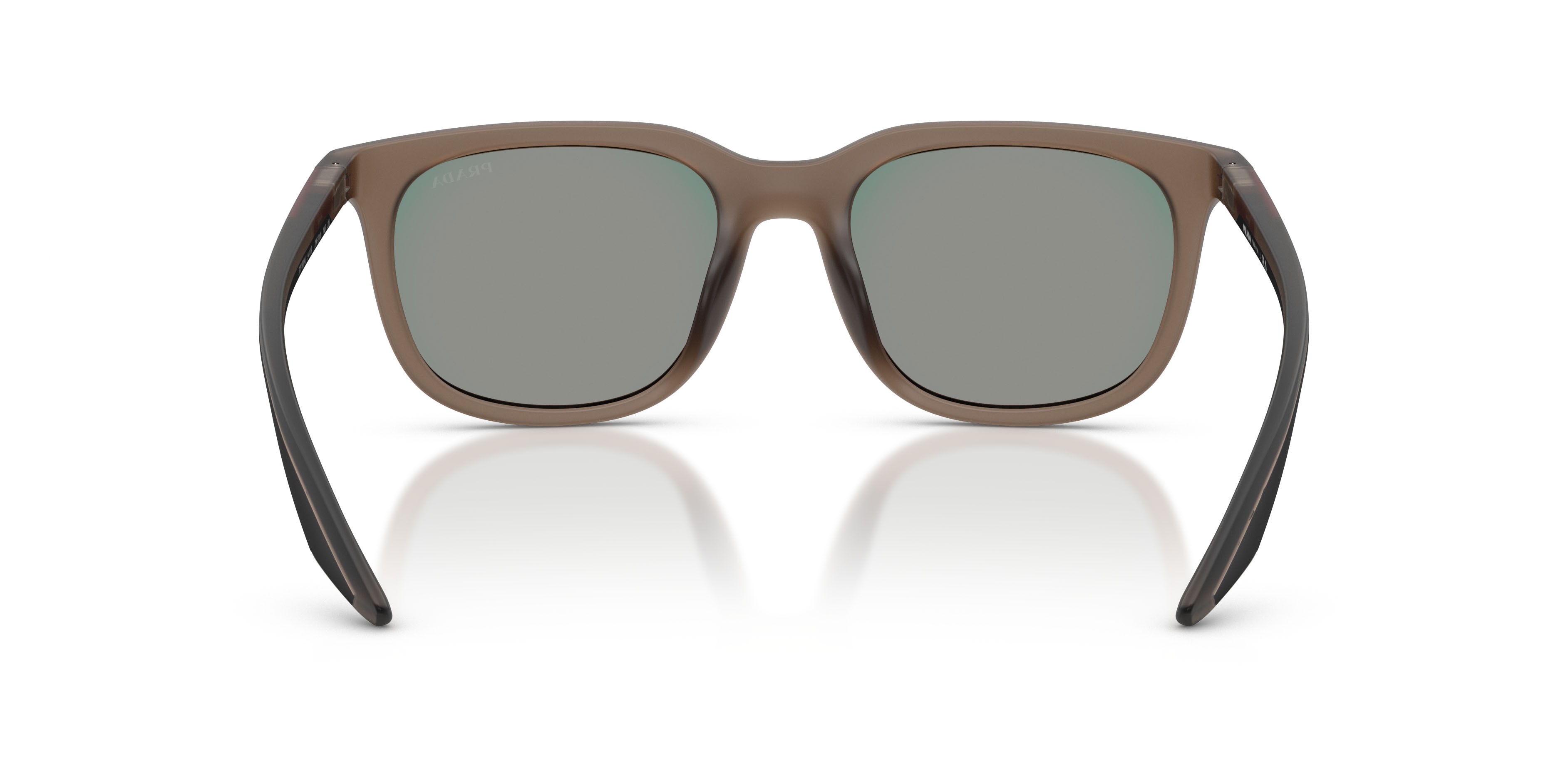 Occhiali da sole Prada Linea Rossa PS B09SU (29F21A) colore frosted brown forma quadrato lenti grigio scuro specchiato blu/rosso