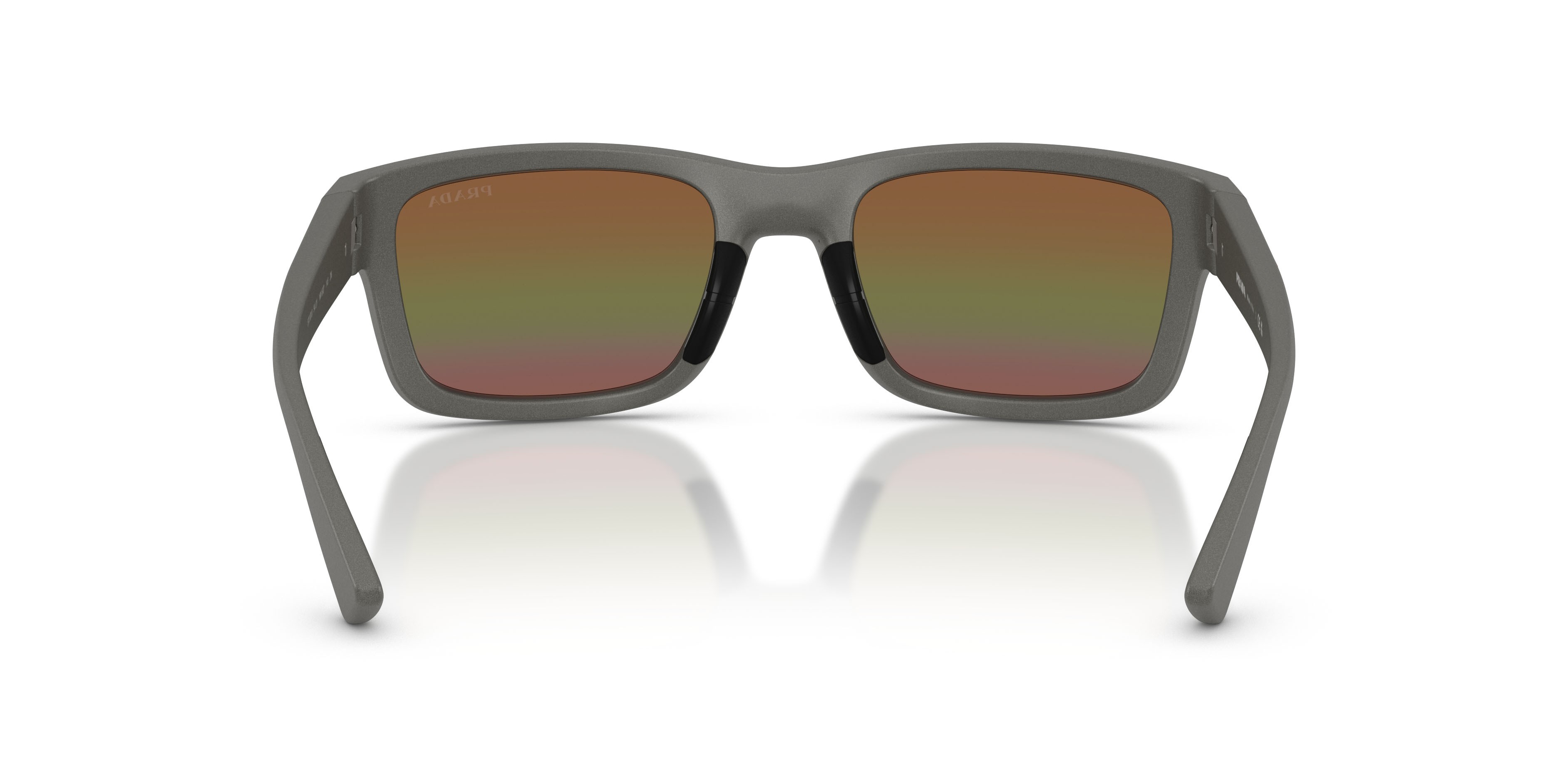 Occhiali da sole Prada Linea Rossa PS B10S (16X50Z) colore silver metal forma irregolare lenti violetto sfumato argento