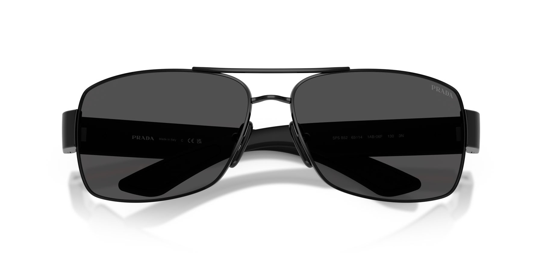 Occhiali da sole Prada Linea Rossa PS B52S (1AB06F) colore nero forma irregolare lenti grigio scuro