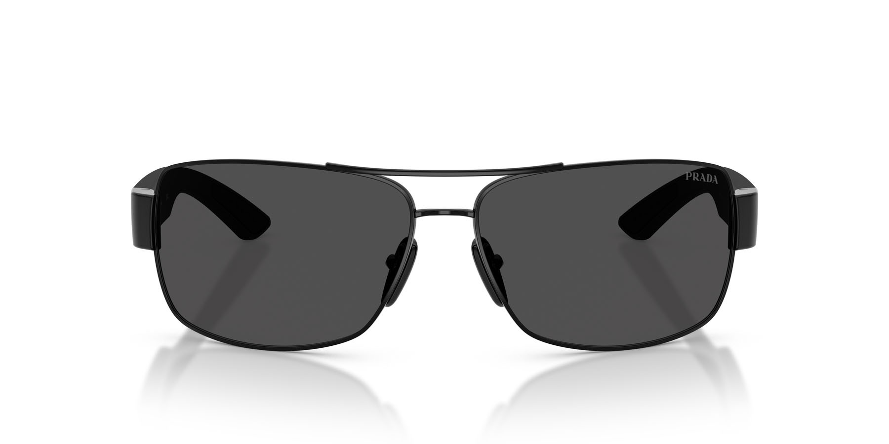 Occhiali da sole Prada Linea Rossa PS B52S (1AB06F) colore nero forma irregolare lenti grigio scuro