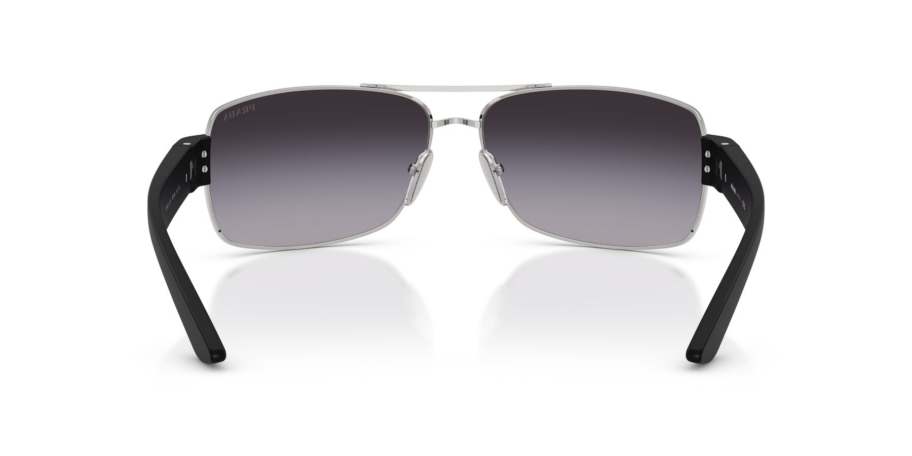 Occhiali da sole Prada Linea Rossa PS B52S (1BC09U) colore argento forma irregolare lenti sfumato grigio