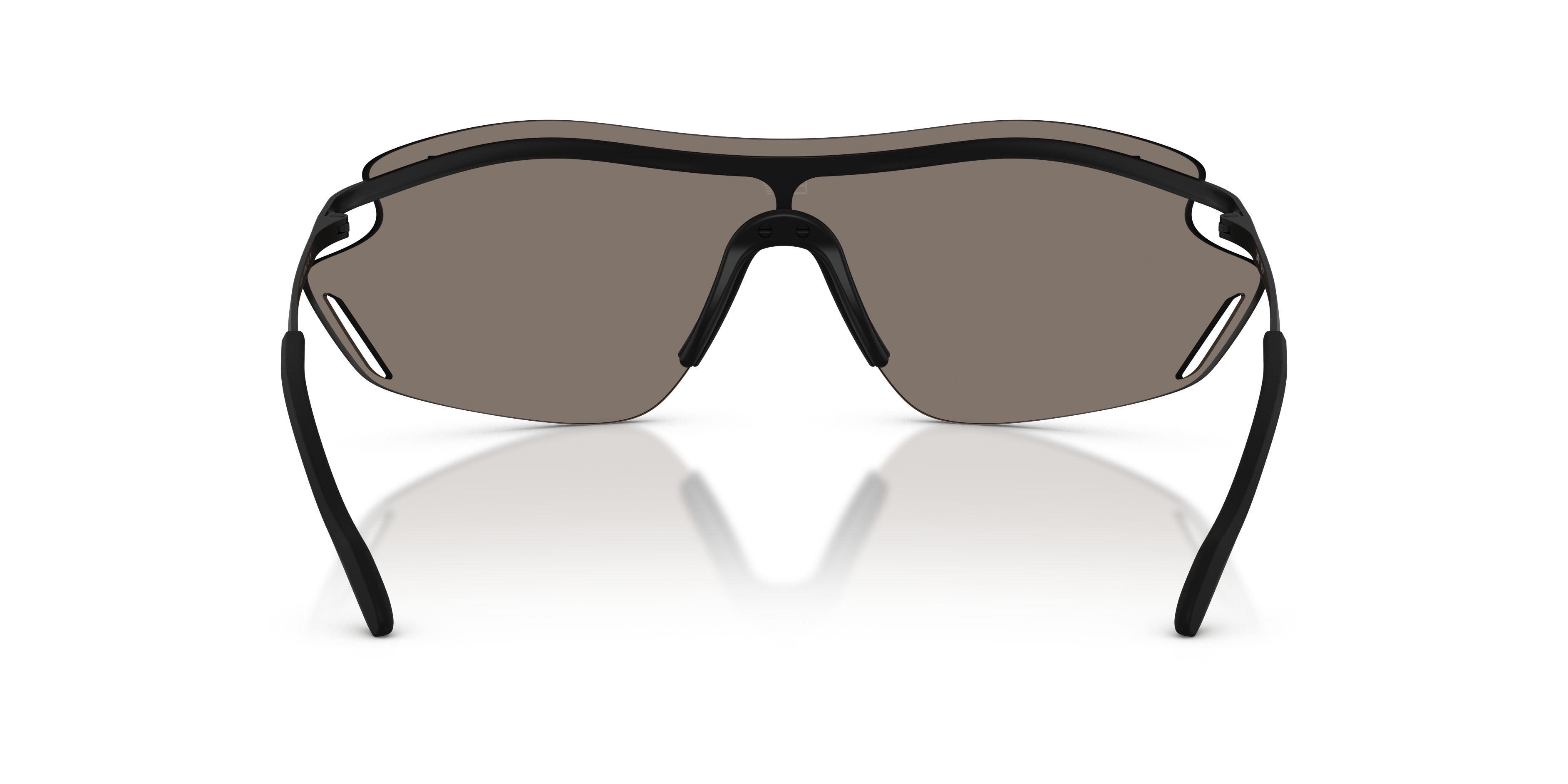 Sunglasses EA7 Q7 2001 (30016G) color nero opaco shape irregular lenses grigio chiaro specchiato argento