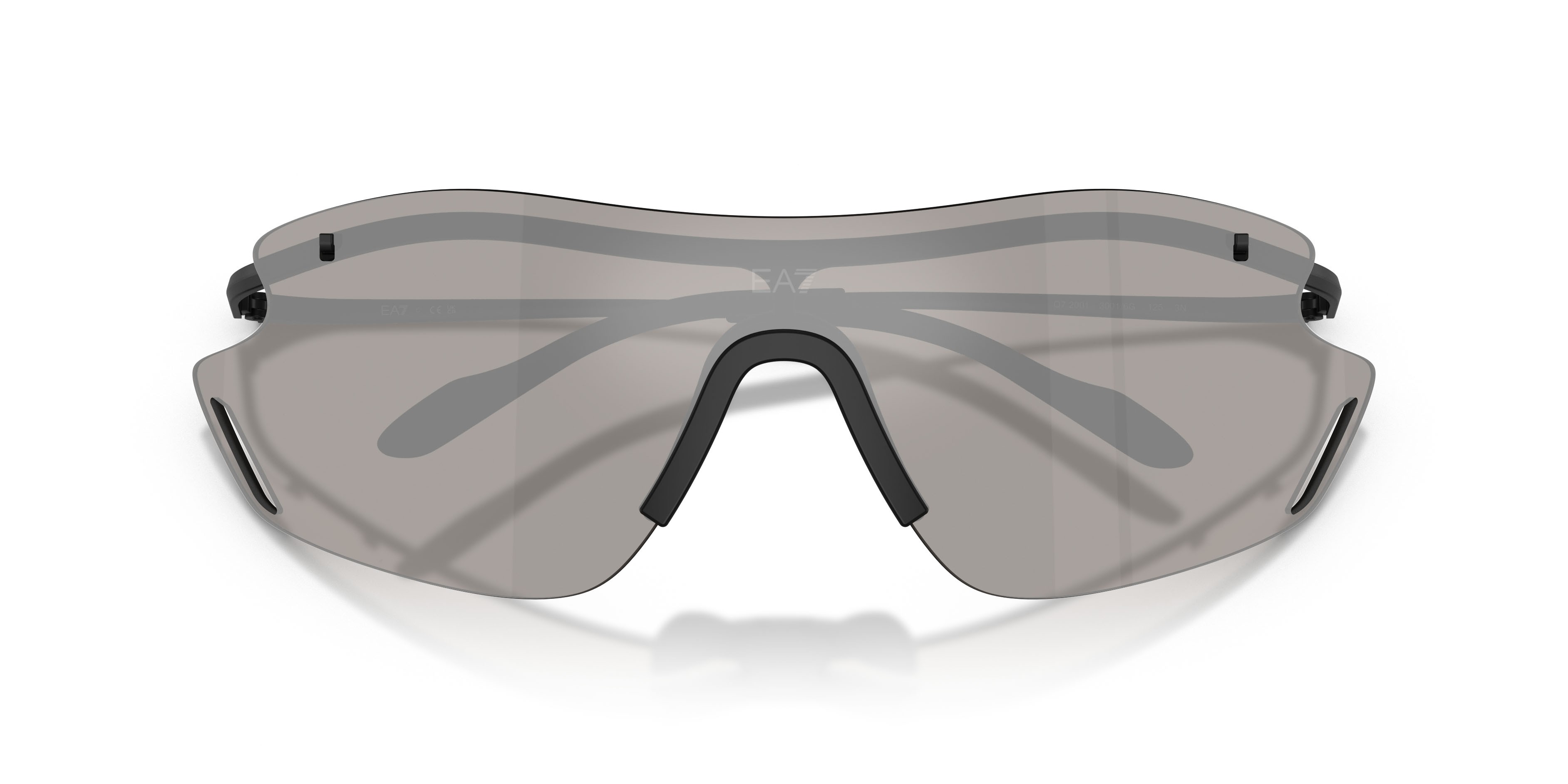 Sunglasses EA7 Q7 2001 (30016G) color nero opaco shape irregular lenses grigio chiaro specchiato argento