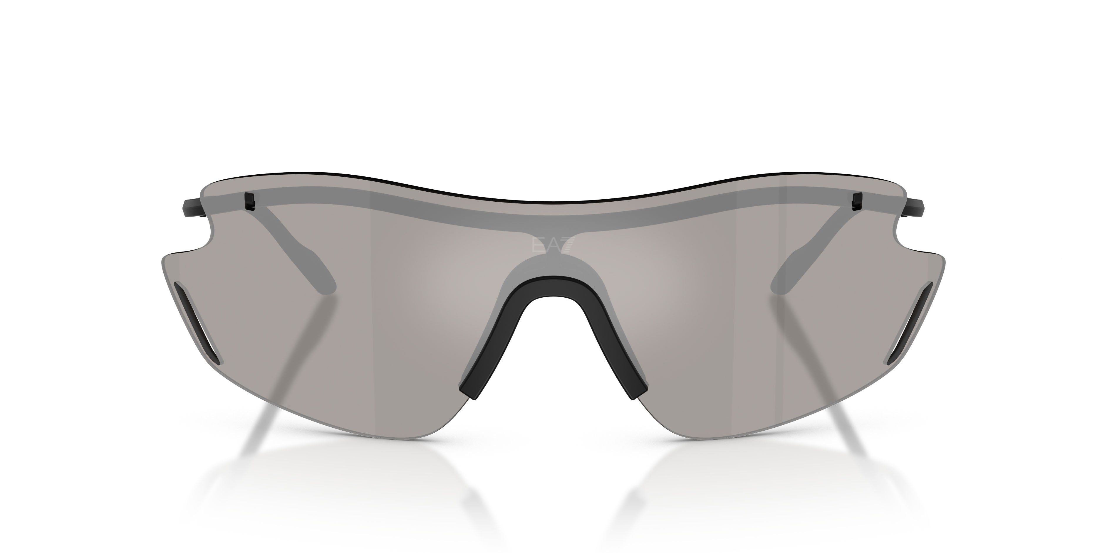 Sunglasses EA7 Q7 2001 (30016G) color nero opaco shape irregular lenses grigio chiaro specchiato argento