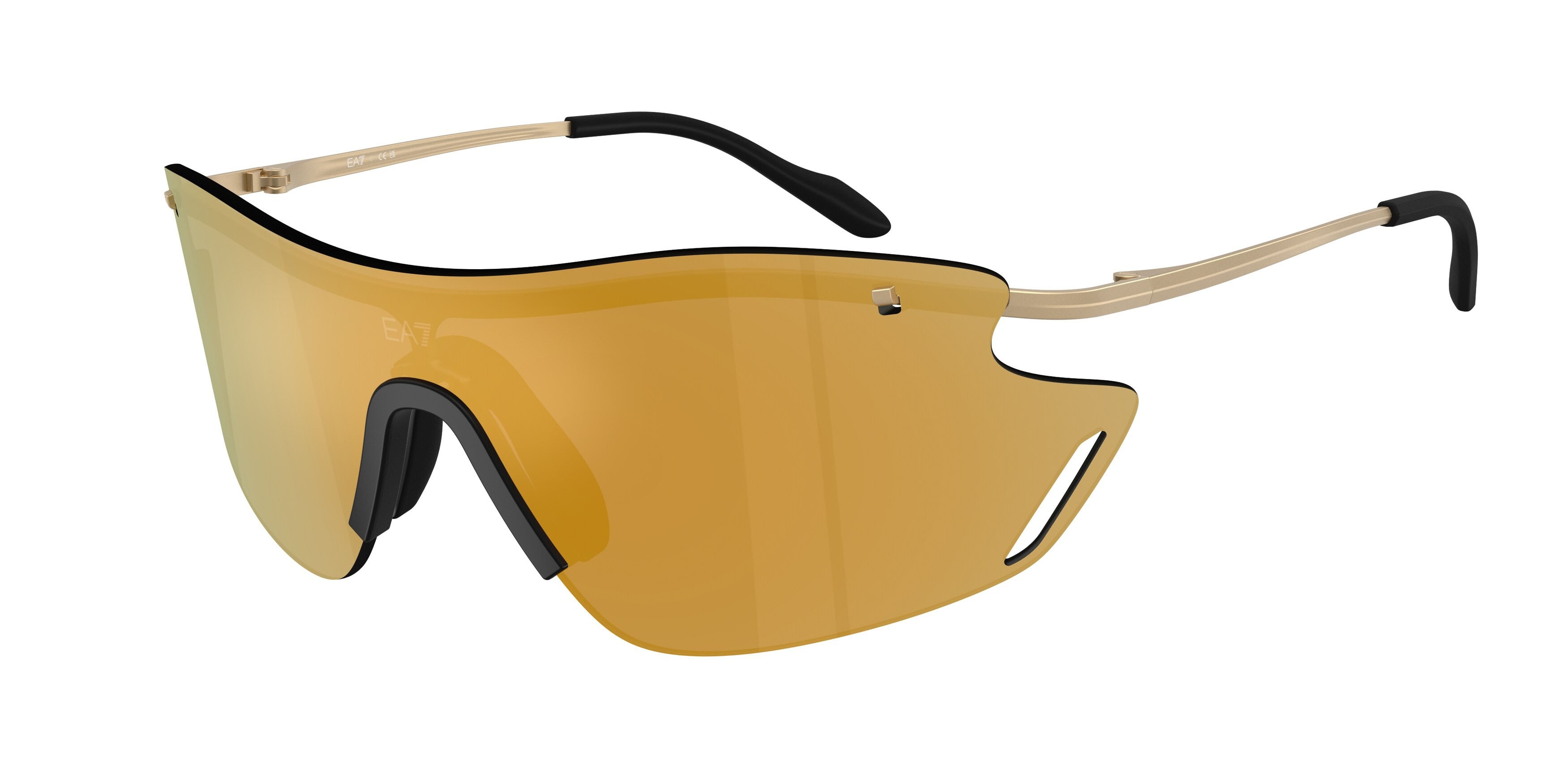 Sunglasses EA7 Q7 2001 (30027P) color oro pallido opaco shape irregular lenses marrone specchiato oro