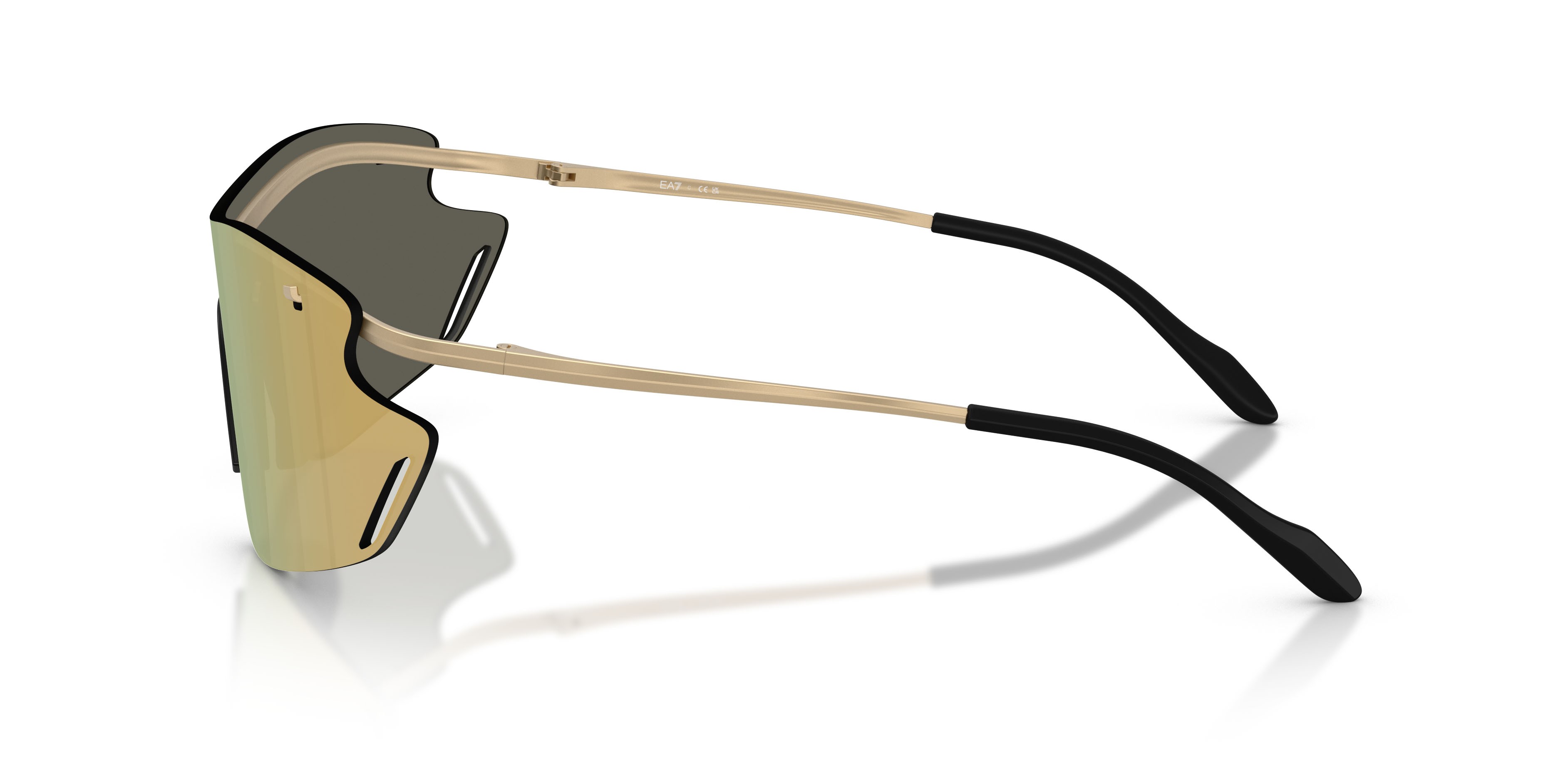 Sunglasses EA7 Q7 2001 (30027P) color oro pallido opaco shape irregular lenses marrone specchiato oro