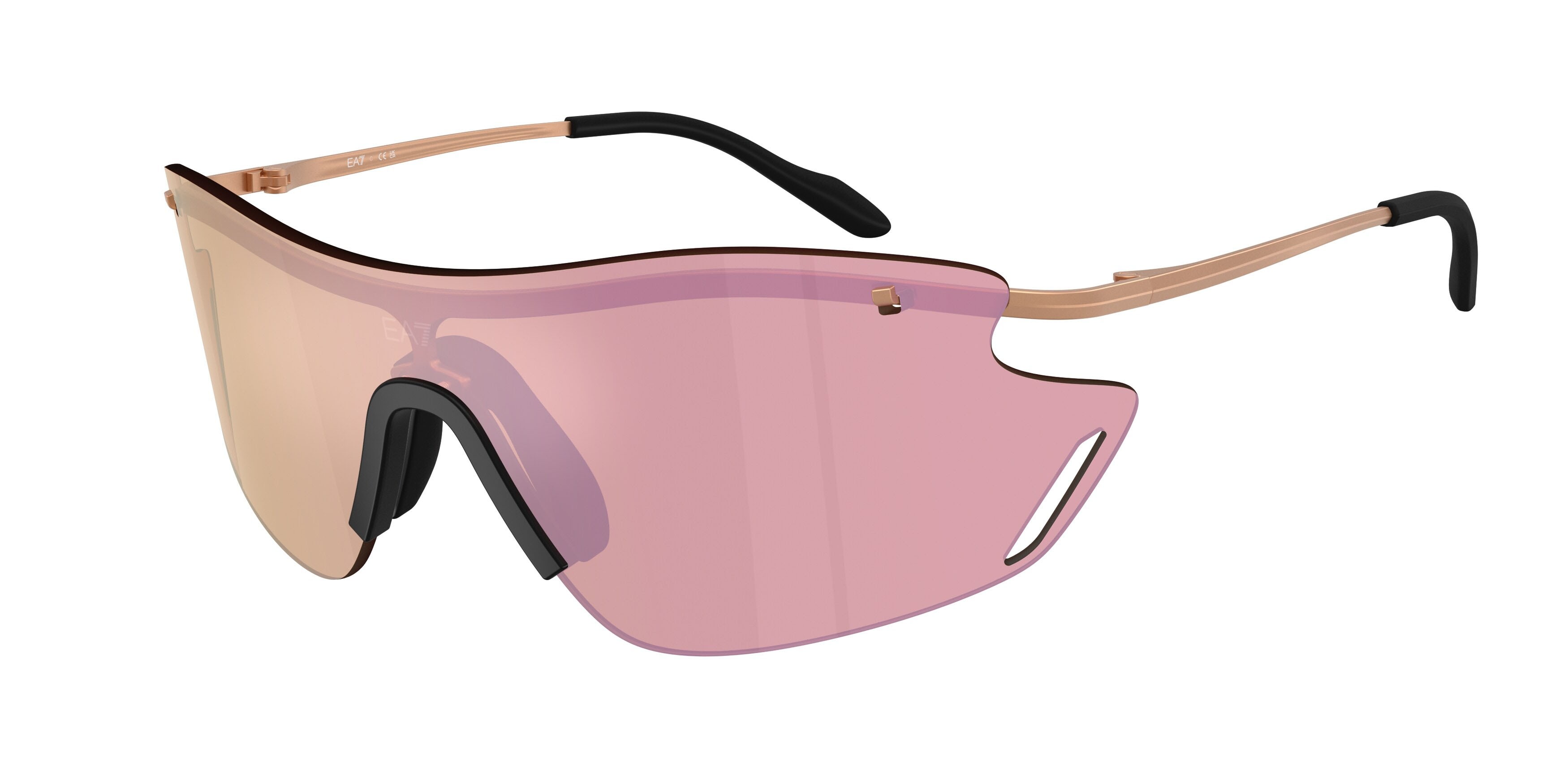 Sunglasses EA7 Q7 2001 (34127J) color bronzo opaco shape irregular lenses marrone scuro specchiato oro rose
