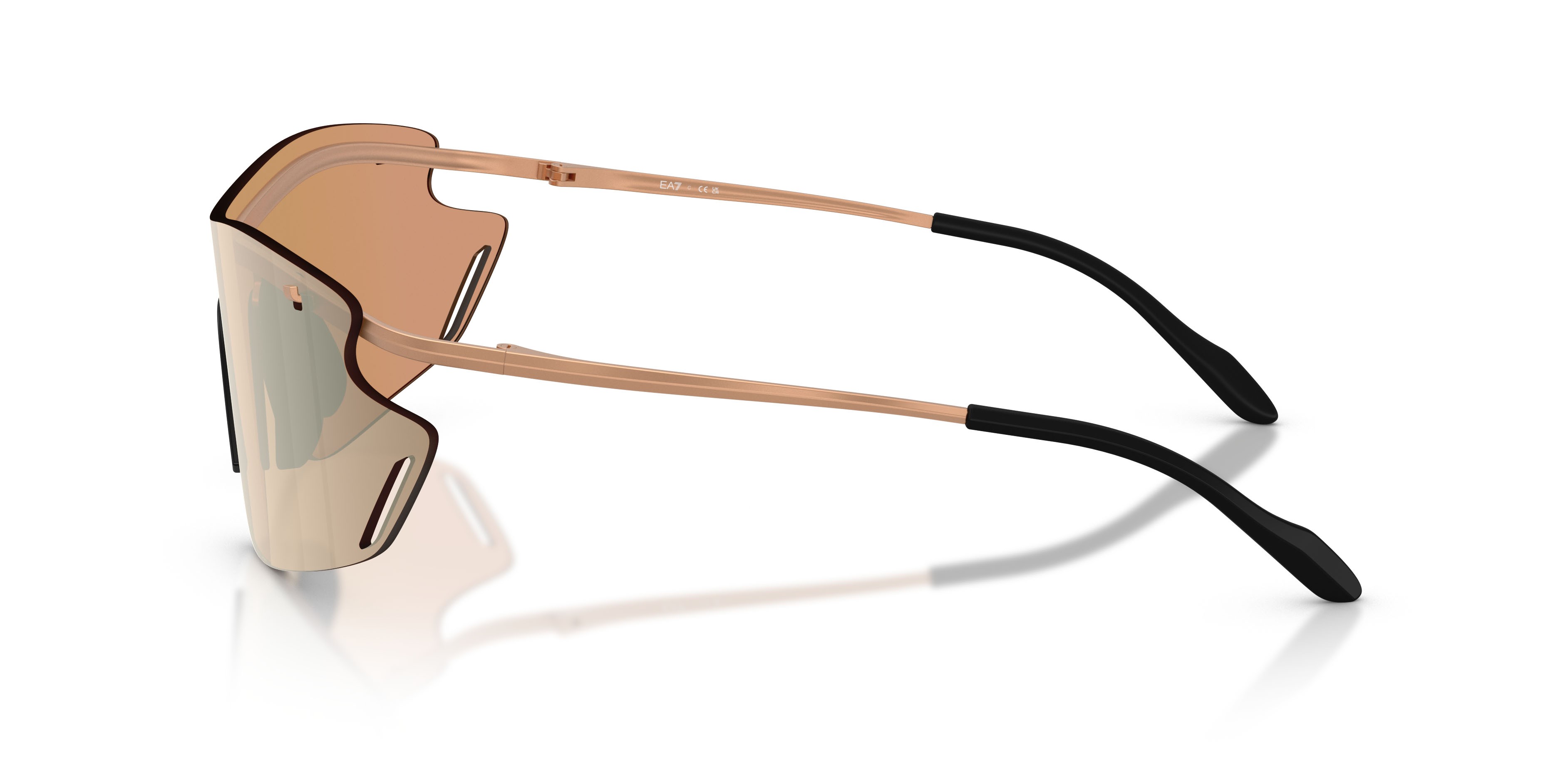 Sunglasses EA7 Q7 2001 (34127J) color bronzo opaco shape irregular lenses marrone scuro specchiato oro rose