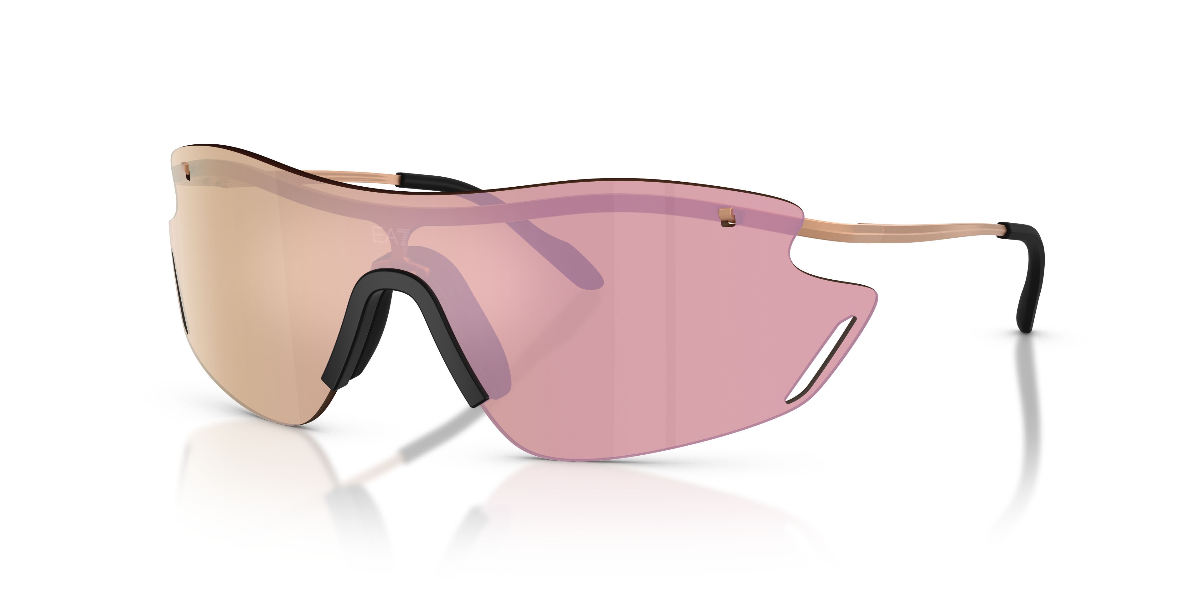 Sunglasses EA7 Q7 2001 (34127J) color bronzo opaco shape irregular lenses marrone scuro specchiato oro rose