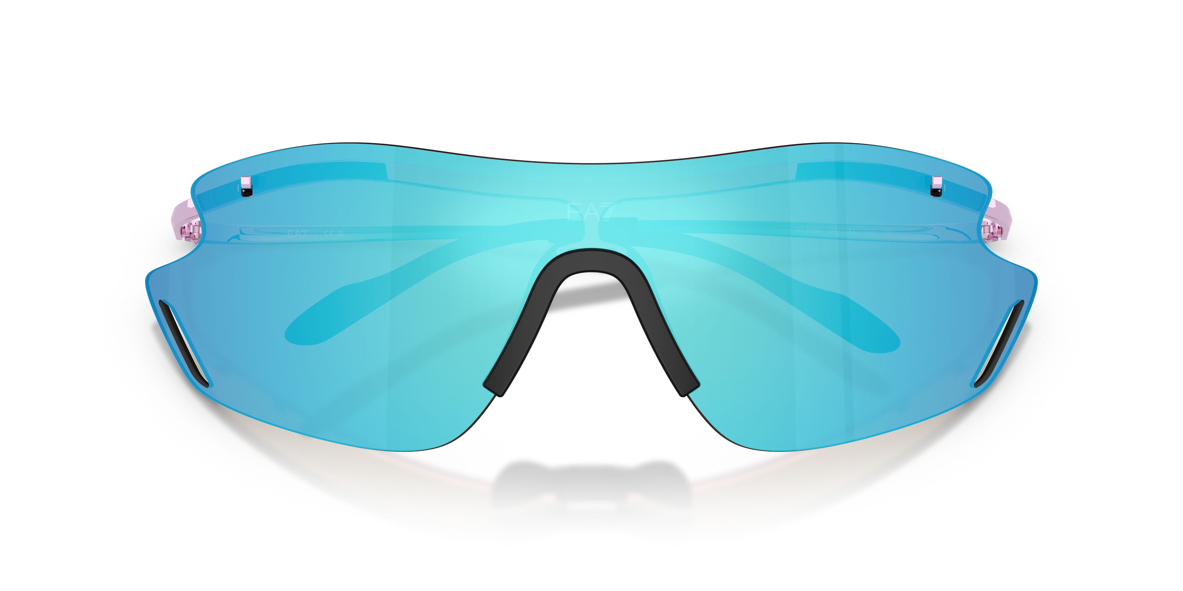 Sunglasses EA7 Q7 2001 (341355) color lilla brillante shape irregular lenses verde chiaro specchiato blu