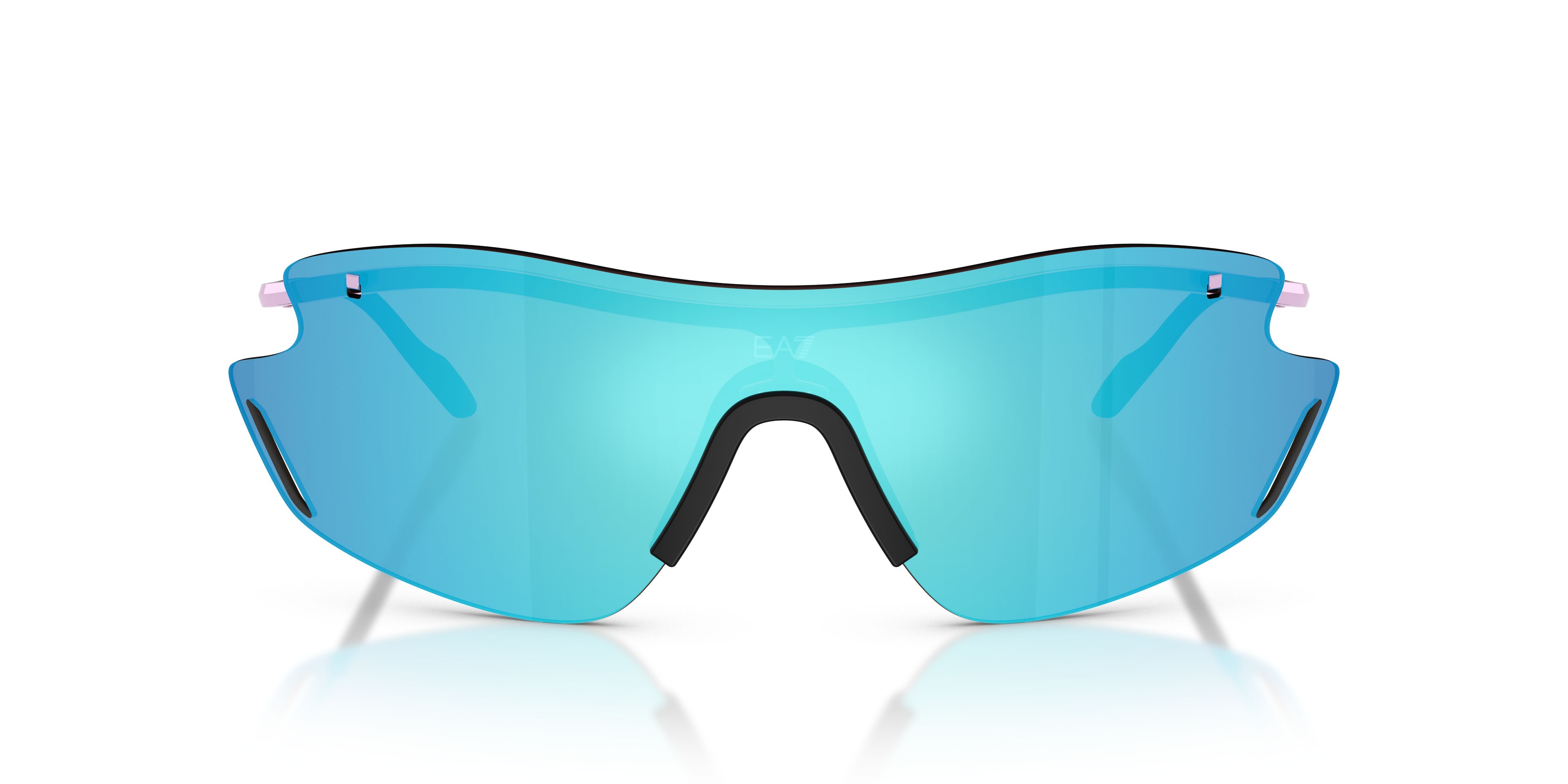Sunglasses EA7 Q7 2001 (341355) color lilla brillante shape irregular lenses verde chiaro specchiato blu