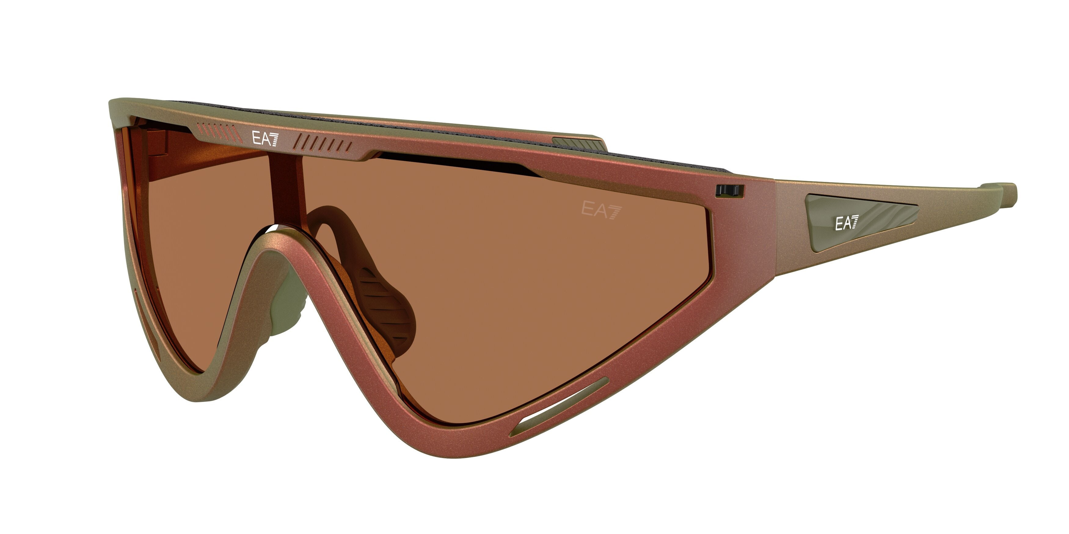 Sunglasses EA7 Q7 4001 (629073) color rosso iridescente opaco shape irregular lenses brown contrast enhancement