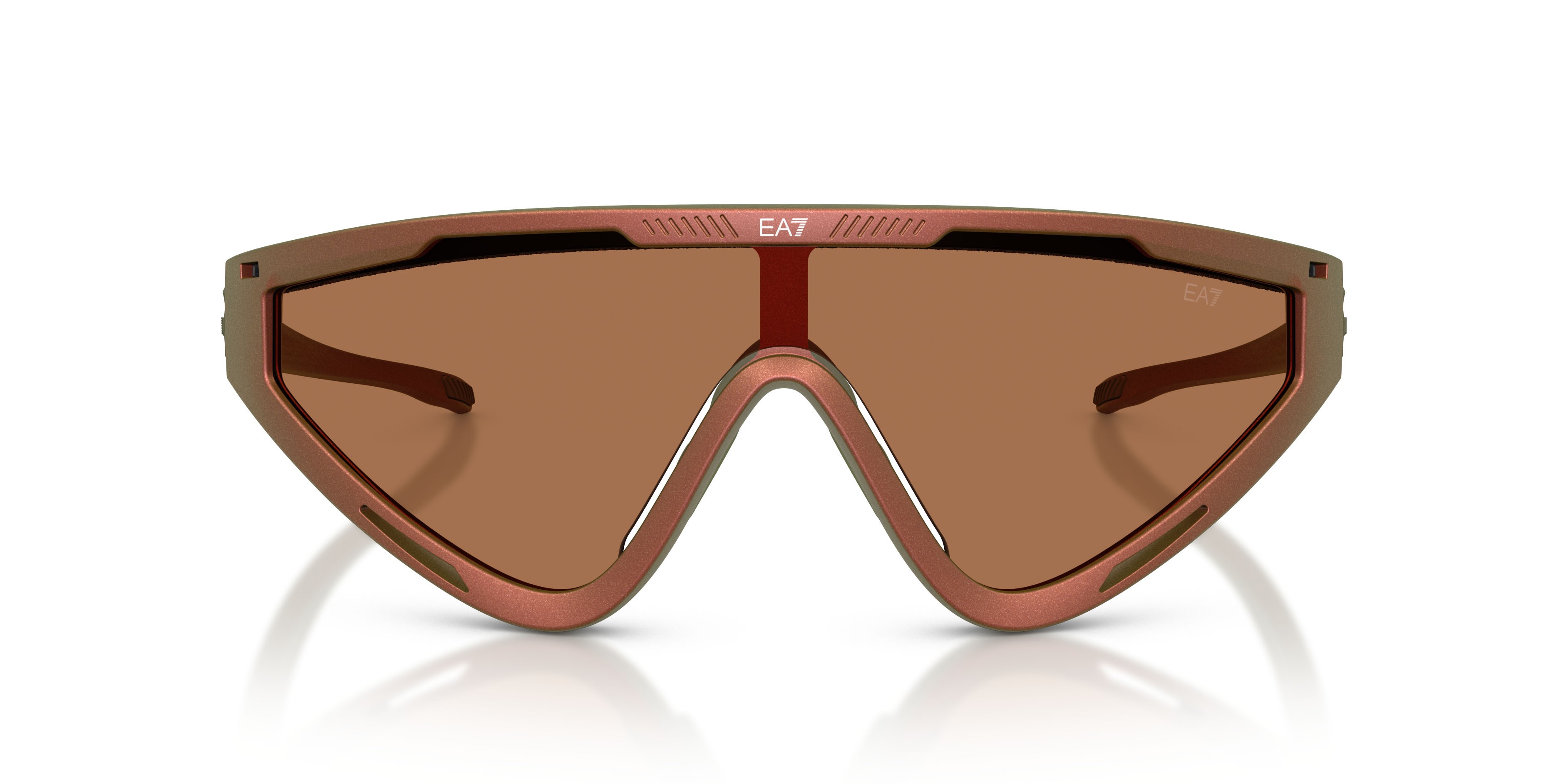 Sunglasses EA7 Q7 4001 (629073) color rosso iridescente opaco shape irregular lenses brown contrast enhancement