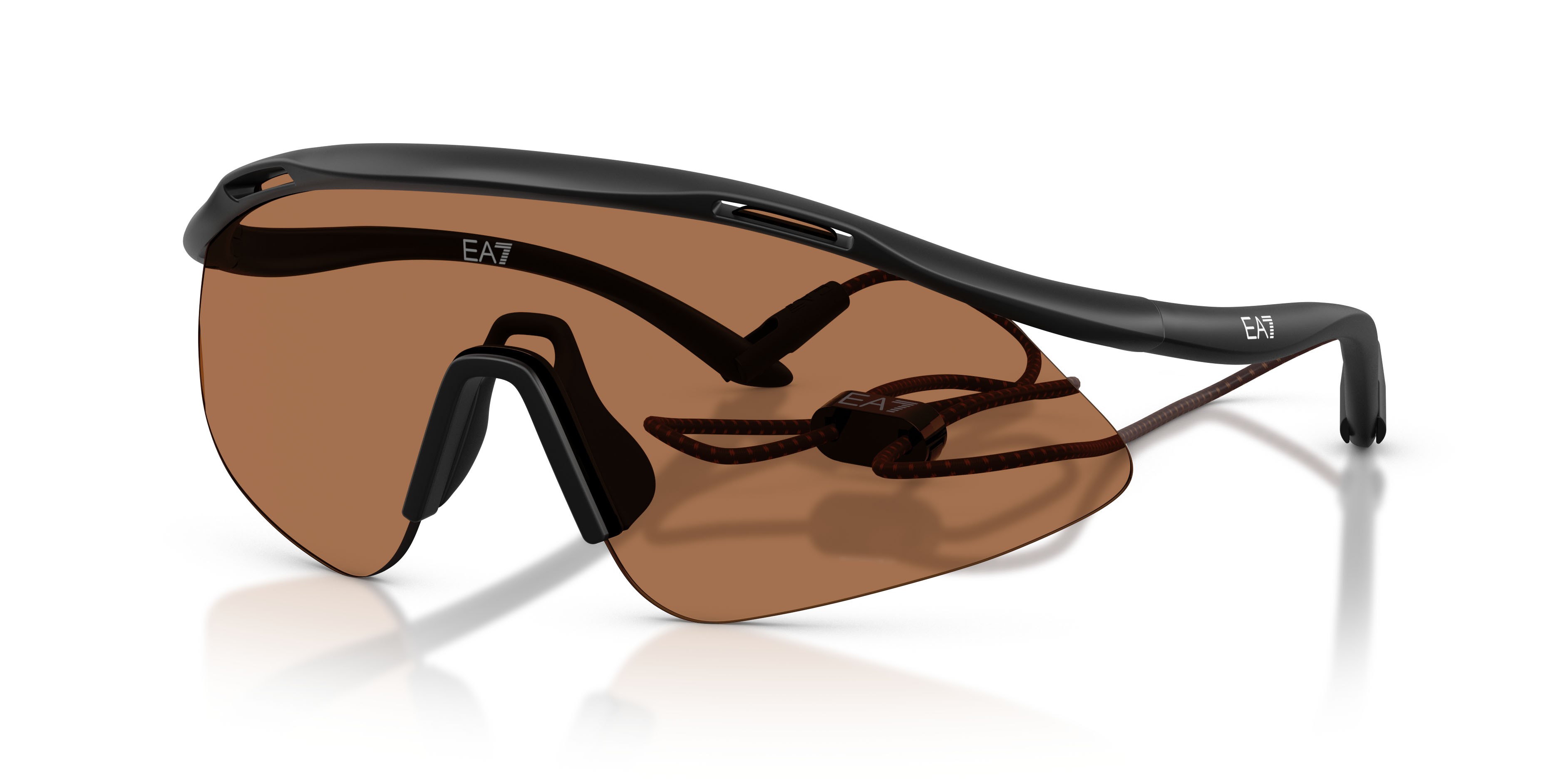 Sunglasses EA7 Q7 4002 (62886G) color nero opaco shape irregular lenses grigio chiaro specchiato argento