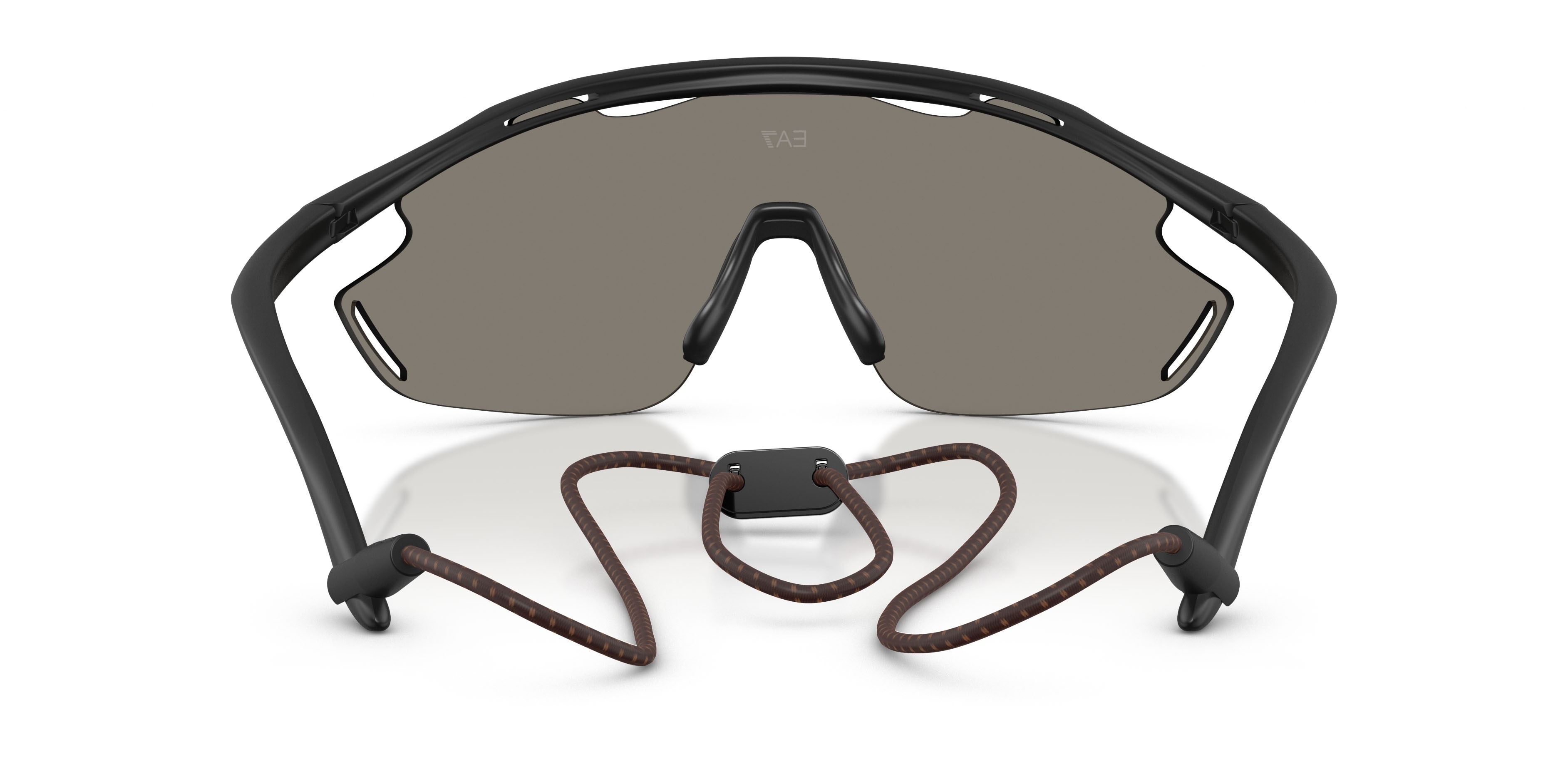 Sunglasses EA7 Q7 4002 (62886G) color nero opaco shape irregular lenses grigio chiaro specchiato argento
