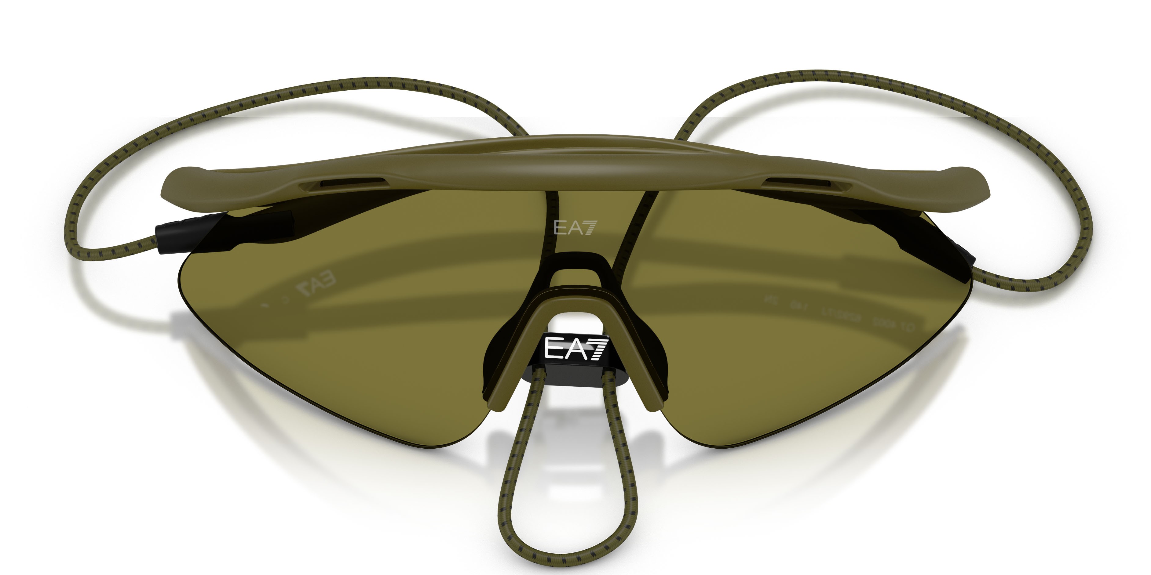 Sunglasses EA7 Q7 4002 (62927J) color militare opaco shape irregular lenses marrone scuro specchiato oro rose