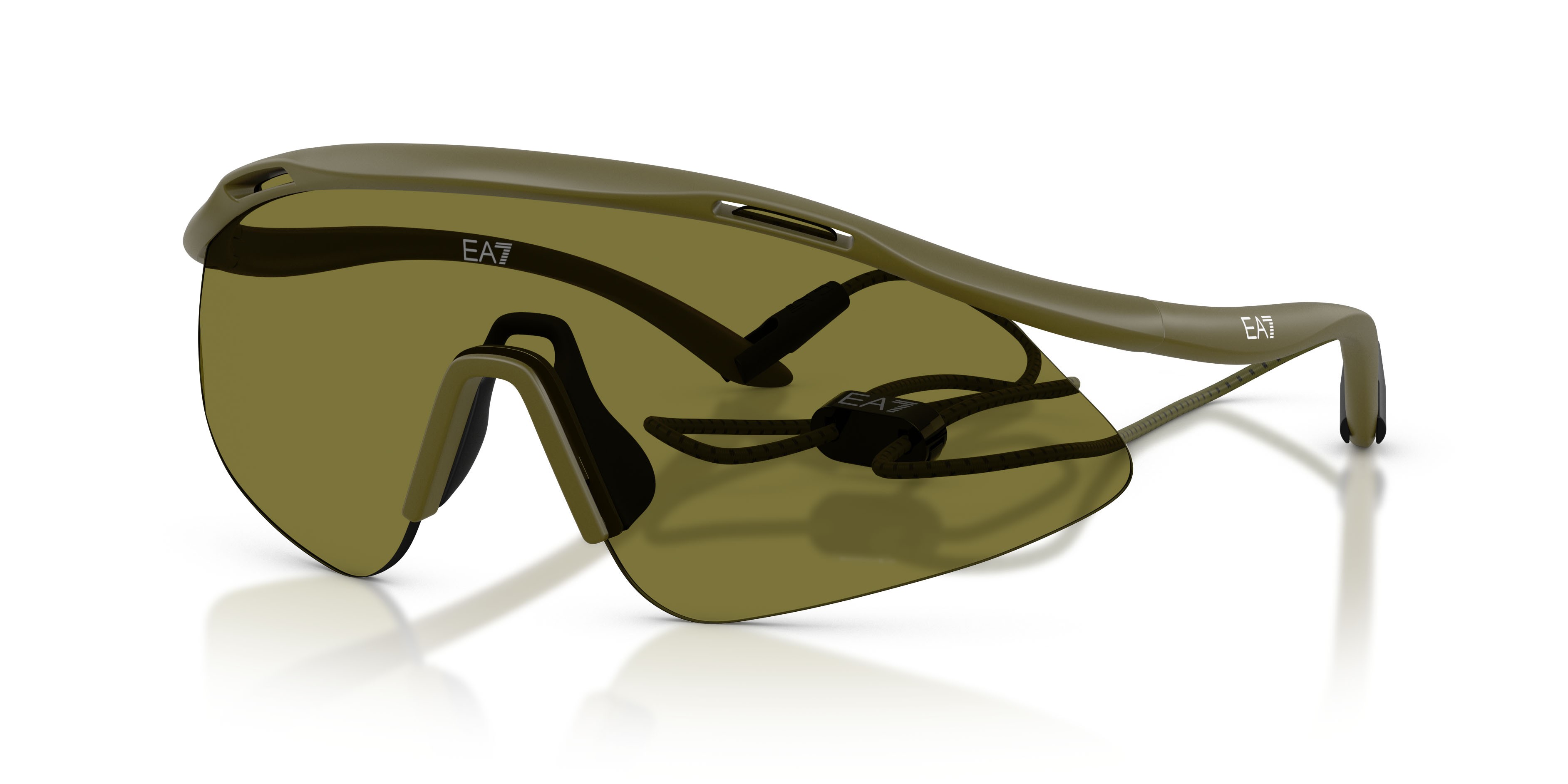 Sunglasses EA7 Q7 4002 (62927J) color militare opaco shape irregular lenses marrone scuro specchiato oro rose