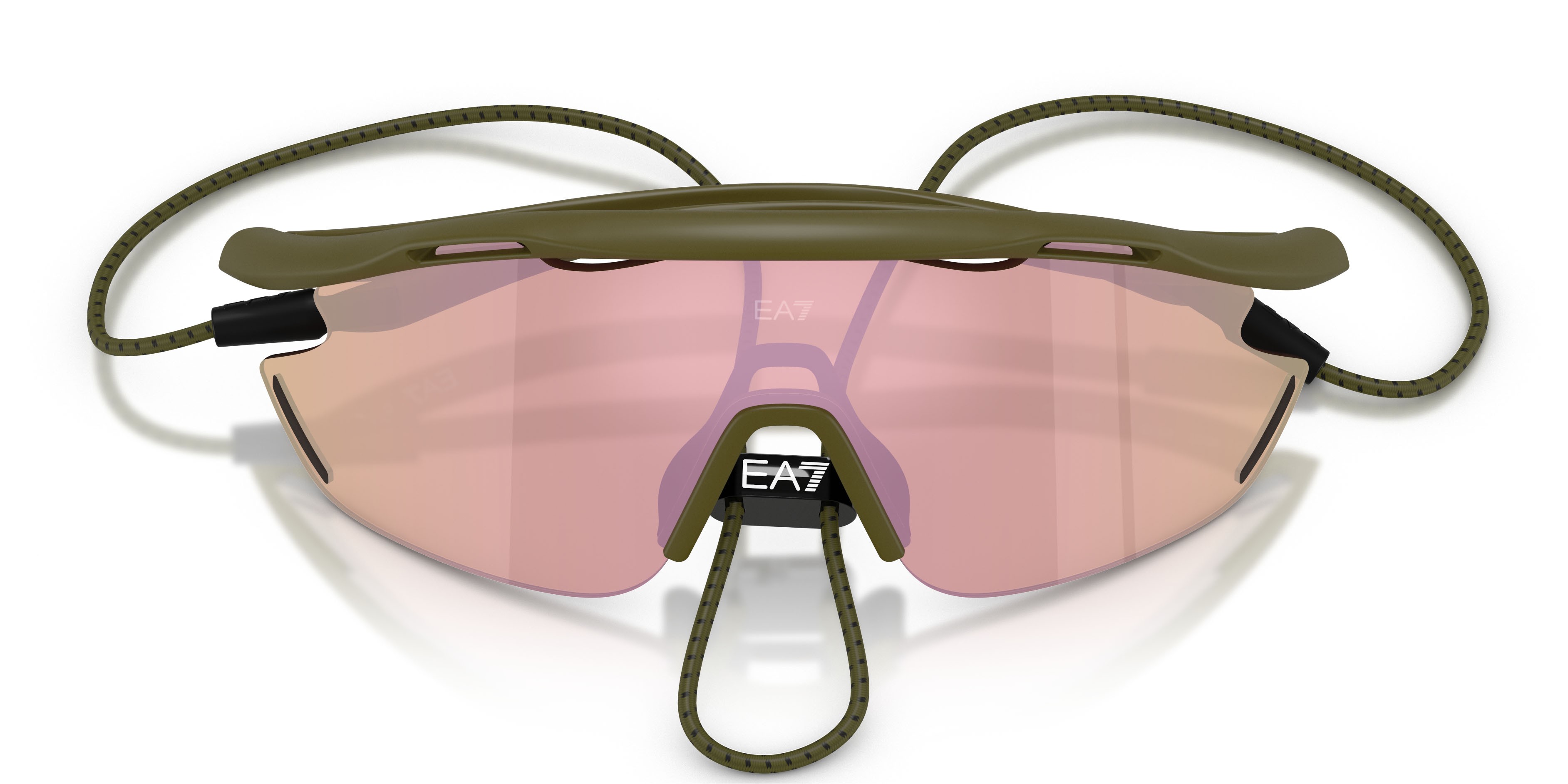 Sunglasses EA7 Q7 4002 (62927J) color militare opaco shape irregular lenses marrone scuro specchiato oro rose