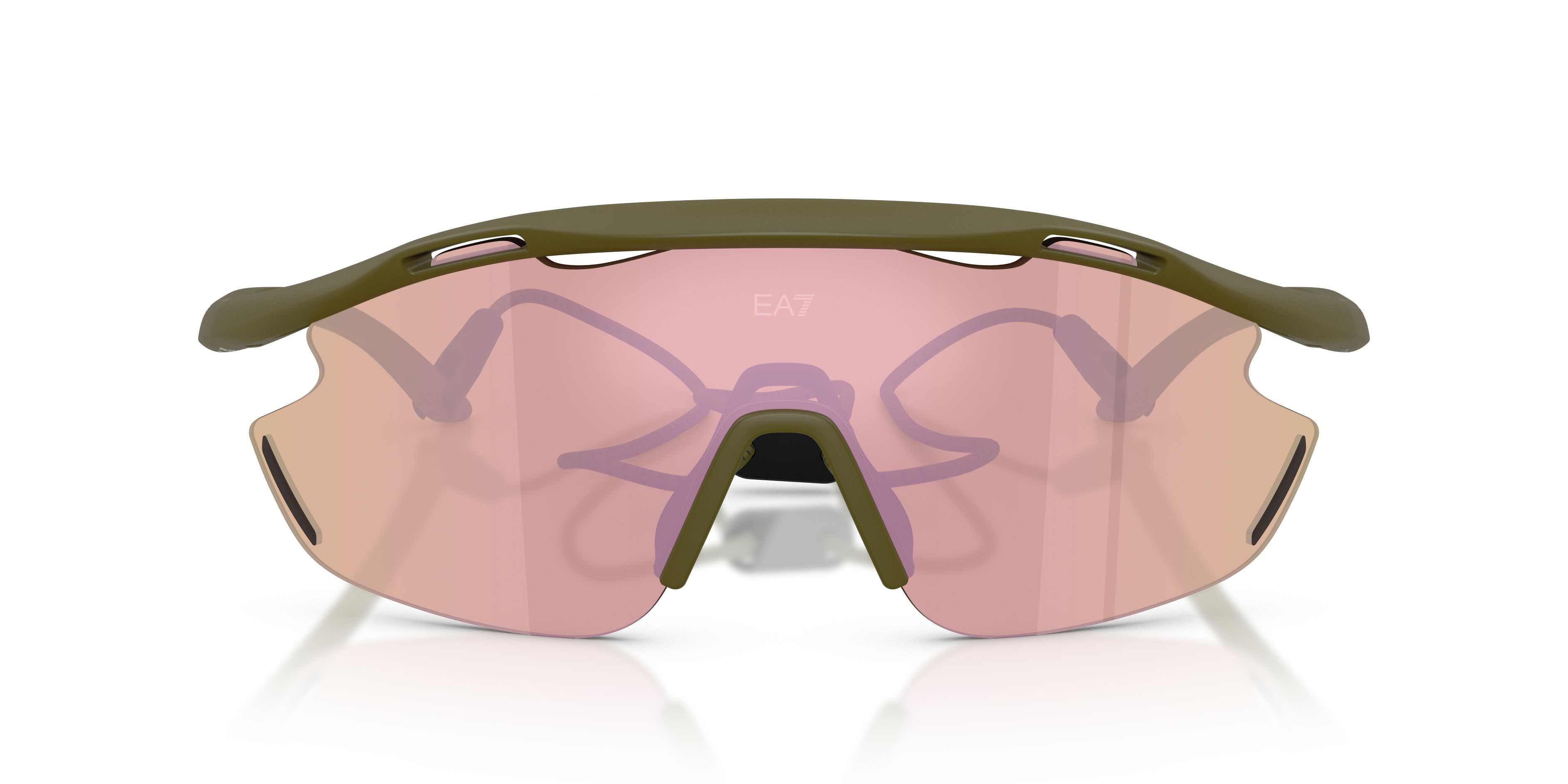 Sunglasses EA7 Q7 4002 (62927J) color militare opaco shape irregular lenses marrone scuro specchiato oro rose