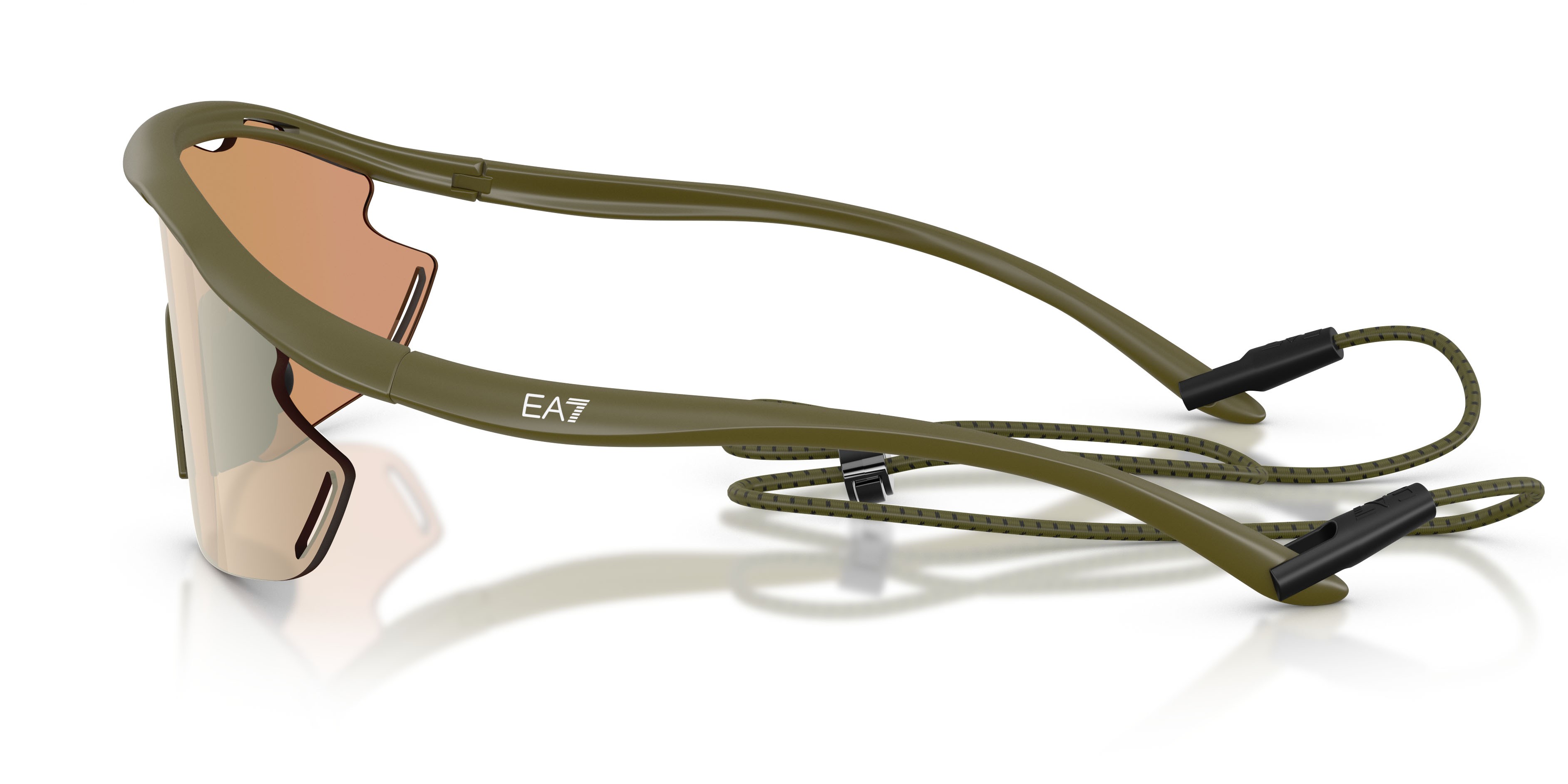 Sunglasses EA7 Q7 4002 (62927J) color militare opaco shape irregular lenses marrone scuro specchiato oro rose