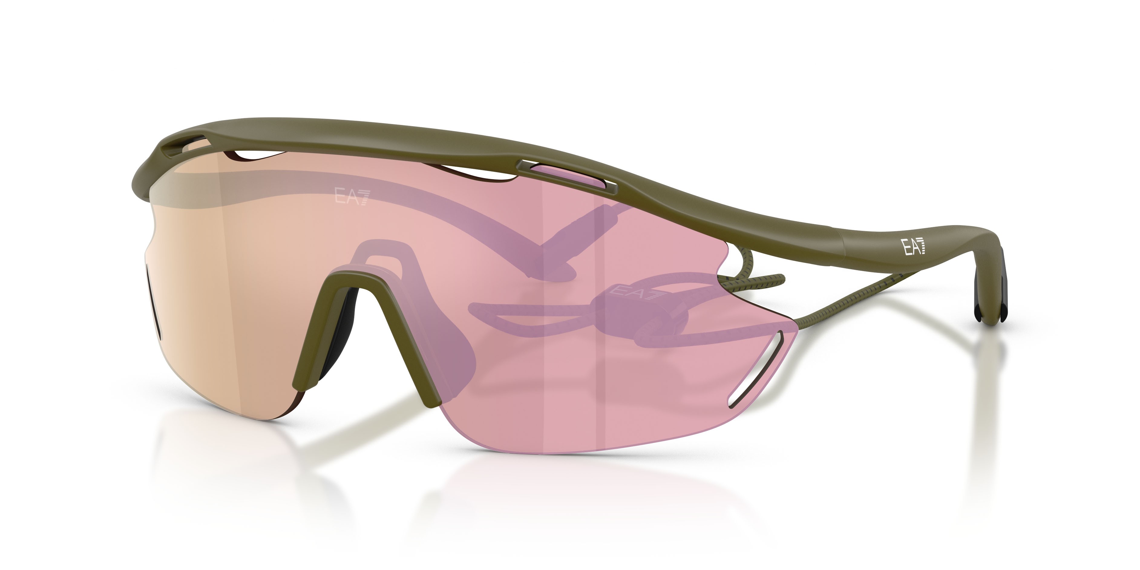 Sunglasses EA7 Q7 4002 (62927J) color militare opaco shape irregular lenses marrone scuro specchiato oro rose